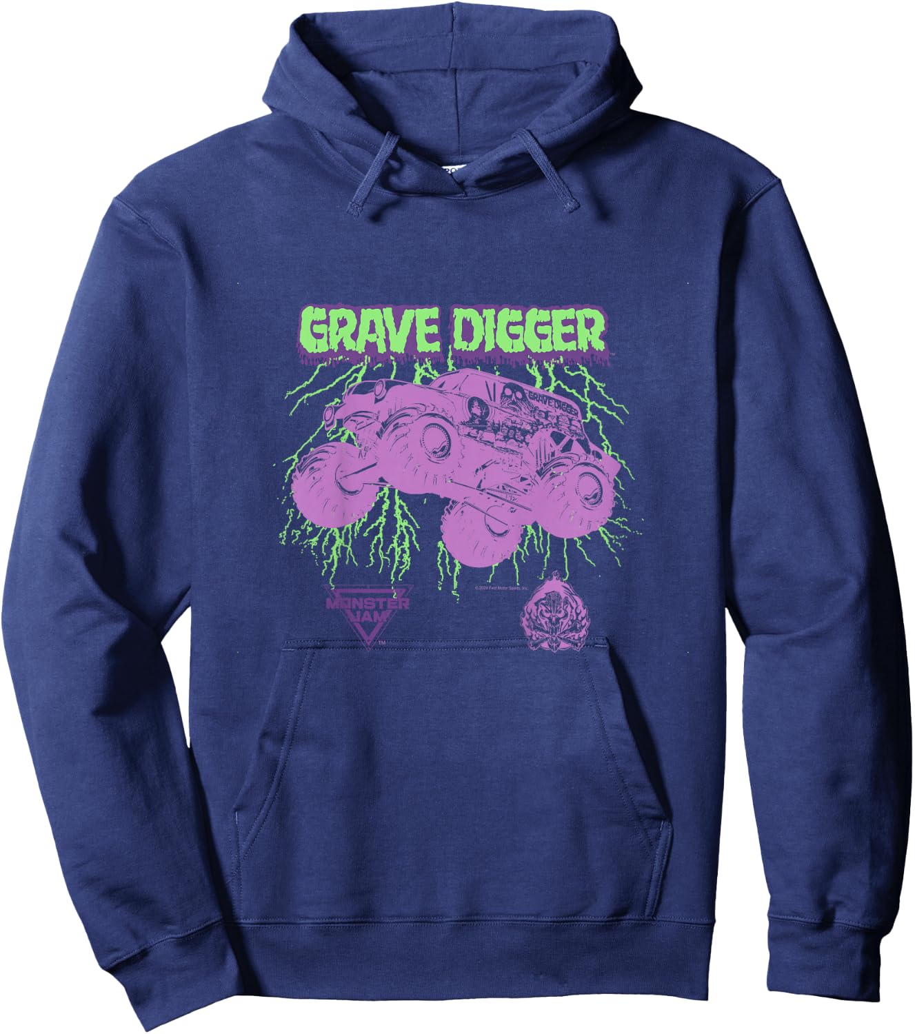 Monster Jam Kids Grave Digger Lightning Hoodie - Hoodie | Navy
