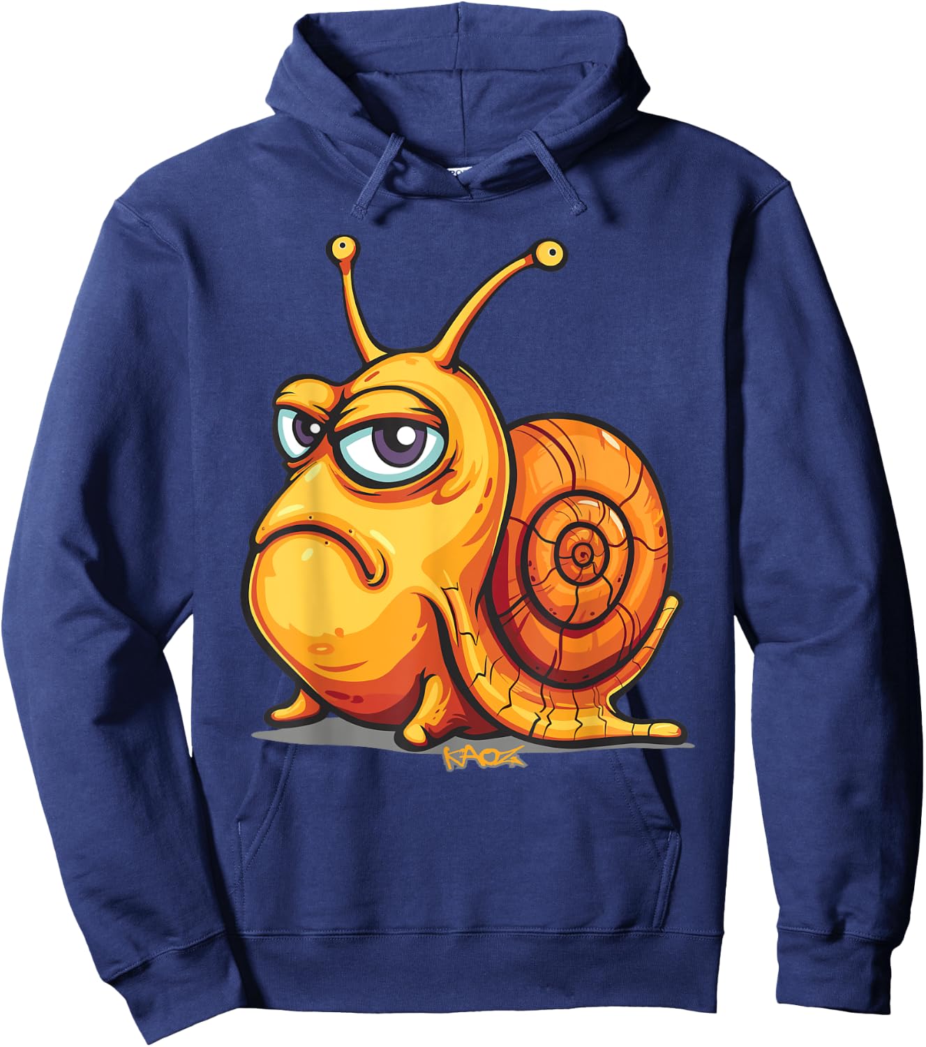Funny evil grimace, cartoon snail with bad mood Hoodie - Hoodie | Navy