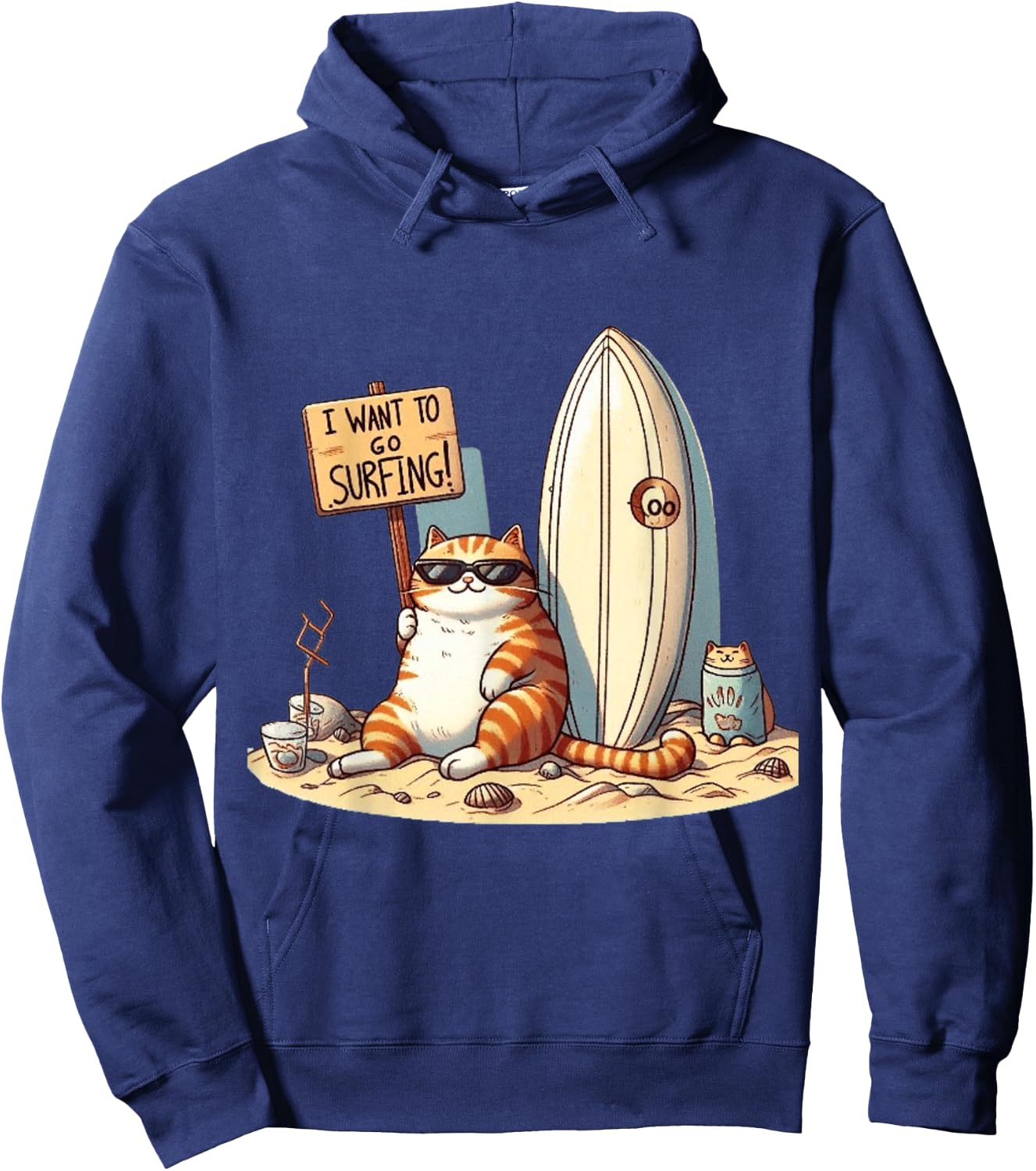 I want to go surfing ,The Call of the Waves Hoodie - Hoodie | Navy