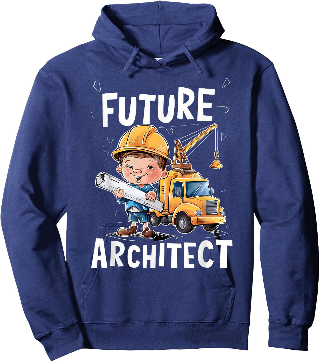 Future Construction Worker With Blueprint Hoodie - Hoodie | Navy