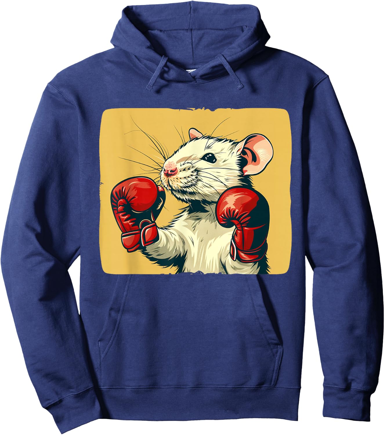 Cute white Rat with red boxing Gloves Costume Hoodie - Hoodie | Navy