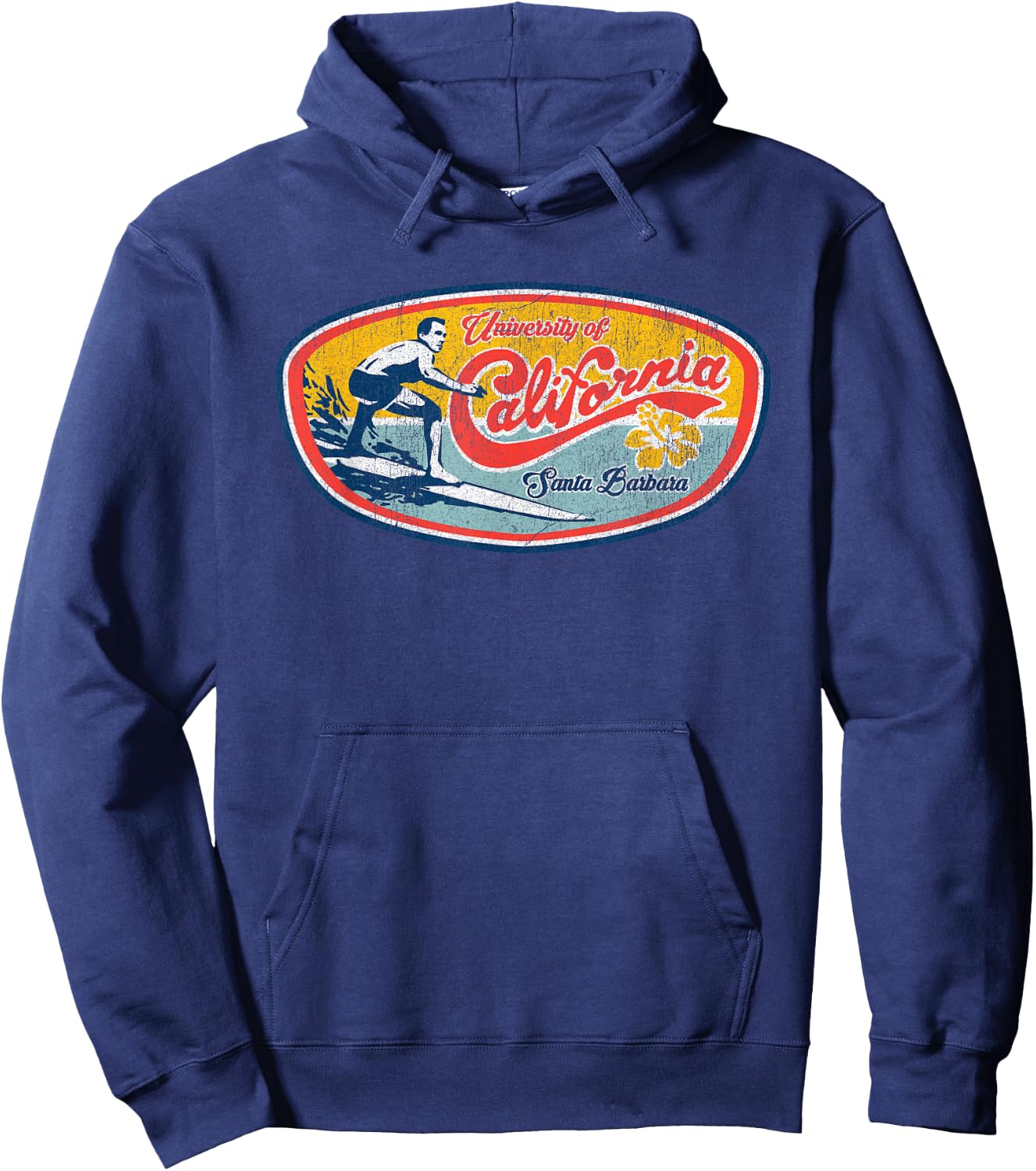 Vintage Retro Surf Style UCSB Hoodie - Hoodie | Navy