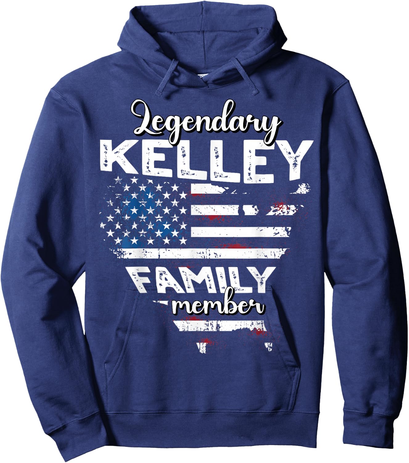 Surname Kelley US Flag Kelley Last Name Kelley Hoodie - Hoodie | Navy
