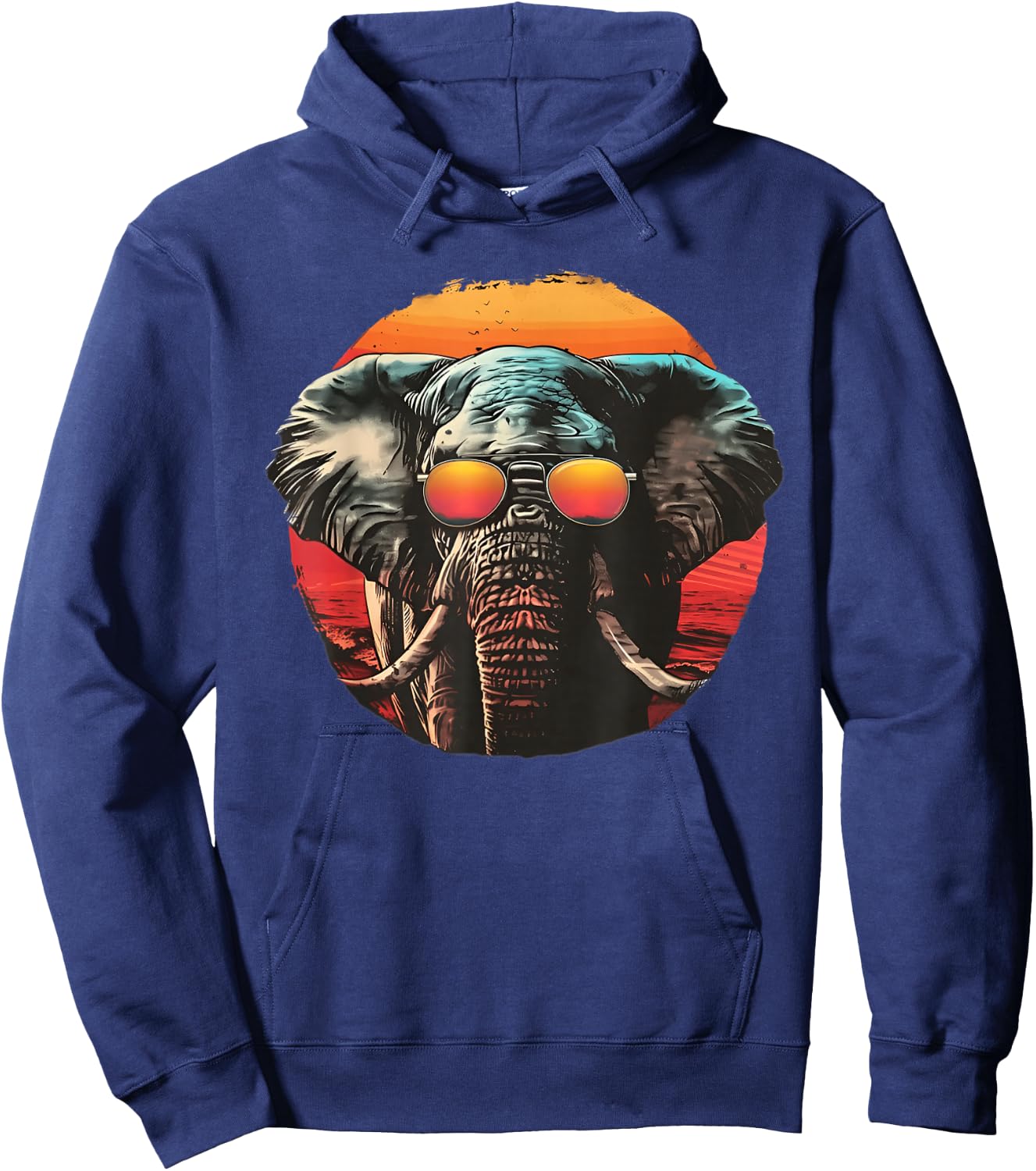 Elephant with Sunglasses Retro sunset summer Hoodie - Hoodie | Navy