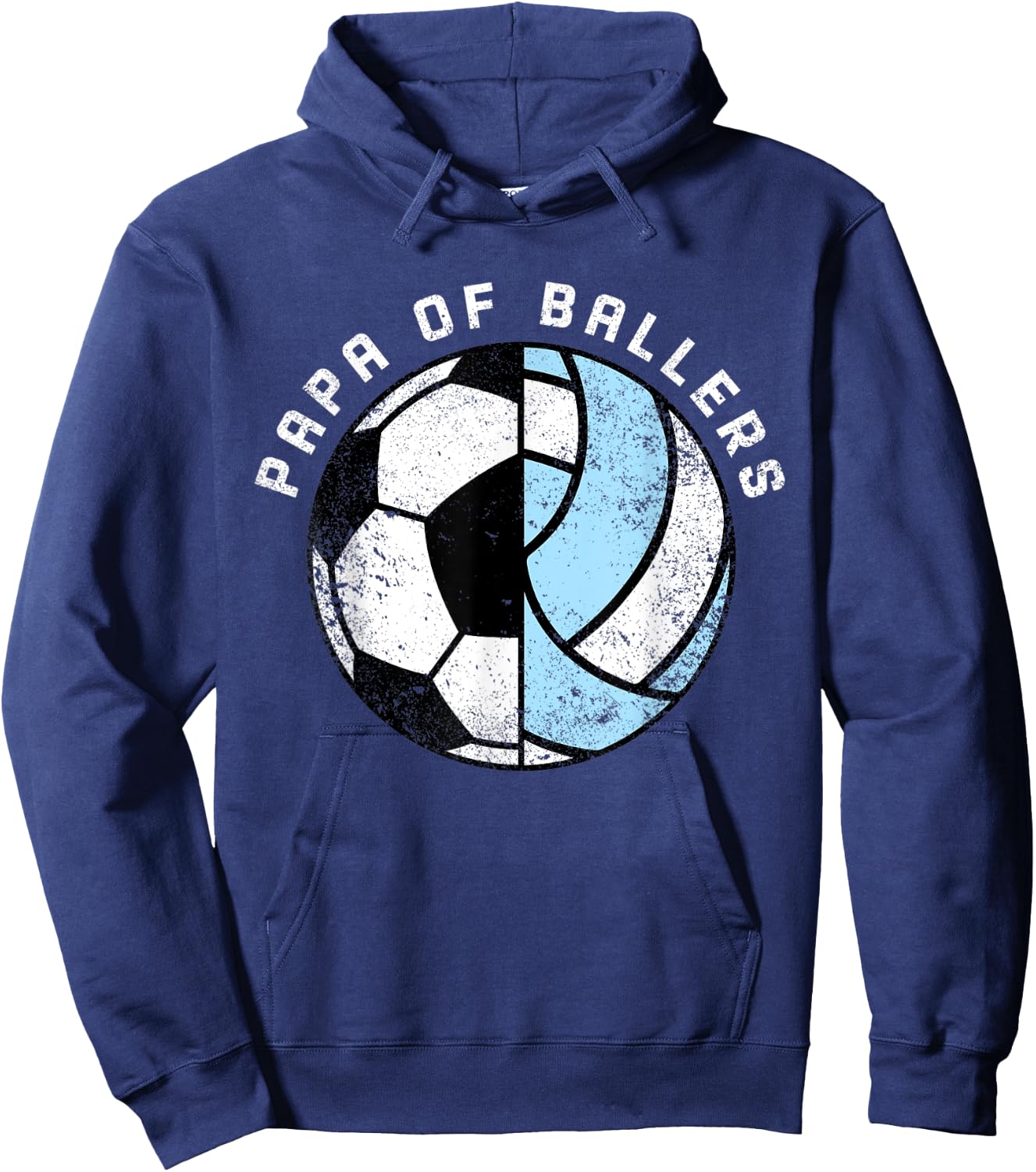 Papa Of Ballers Funny Soccer Volleyball Papa Hoodie - Hoodie | Navy