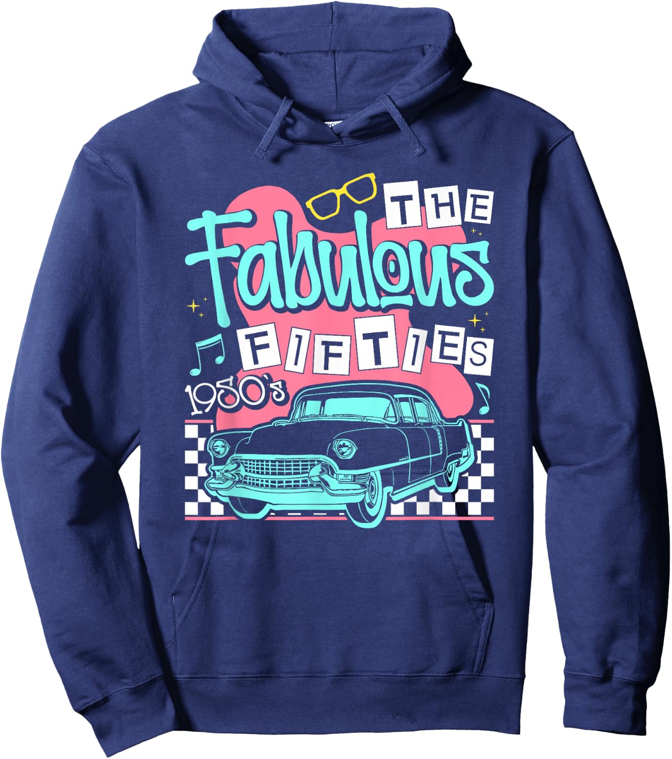 The Fabulous Fifties 1950s Classic Car Hoodie - Hoodie | Navy