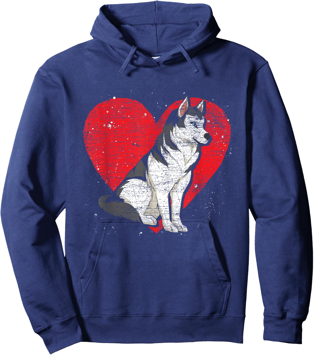 Animal Dog Lover Heart Pet Siberian Husky Hoodie - Hoodie | Navy
