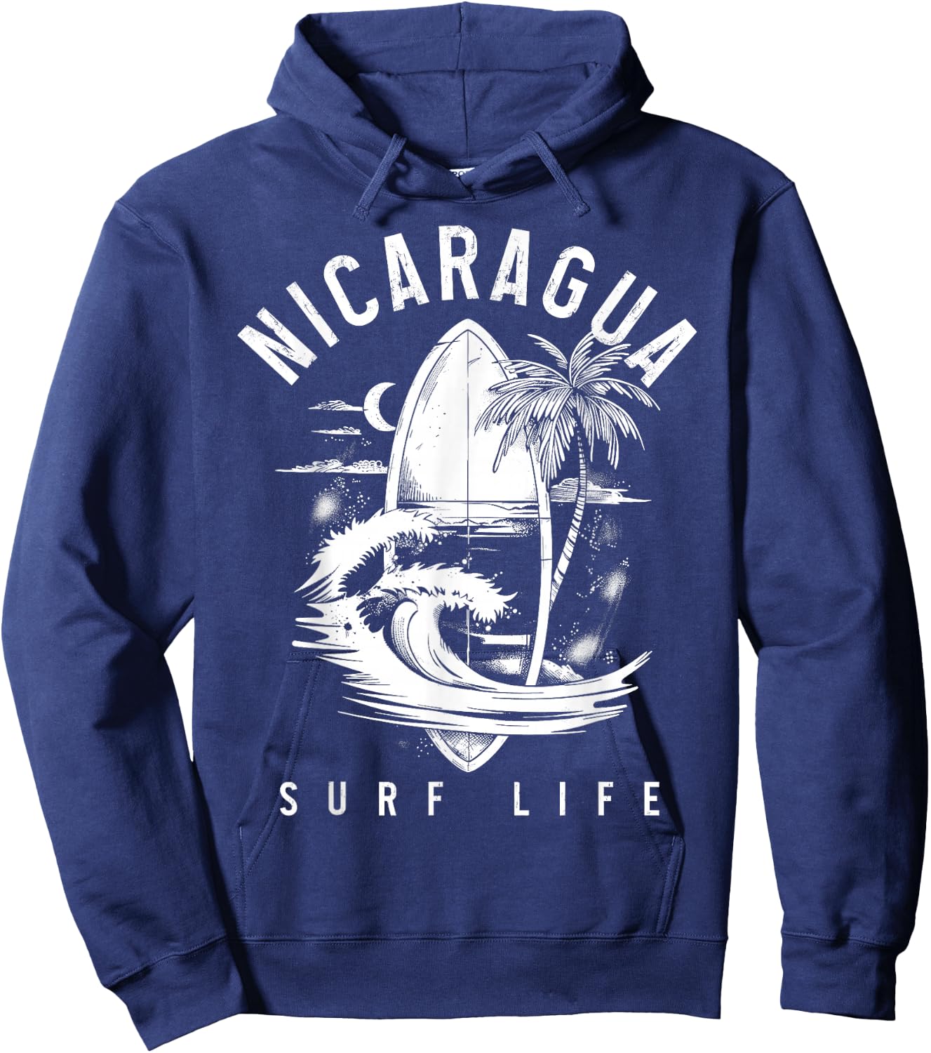 Nicaragua Nica Surf Vintage Surfing Surfer Hoodie - Hoodie | Navy