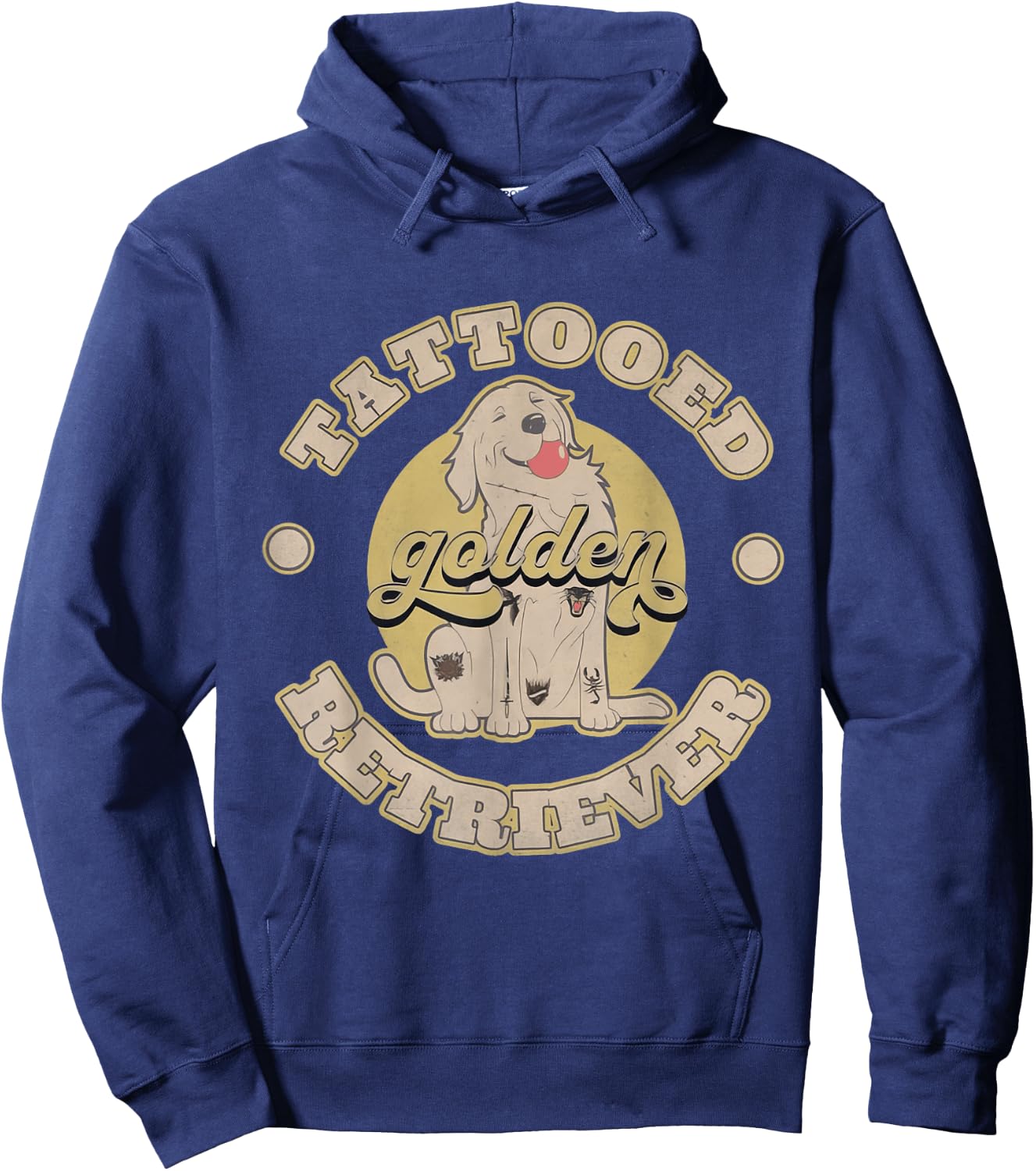 Tattooed Golden Retriever Hoodie - Hoodie | Navy