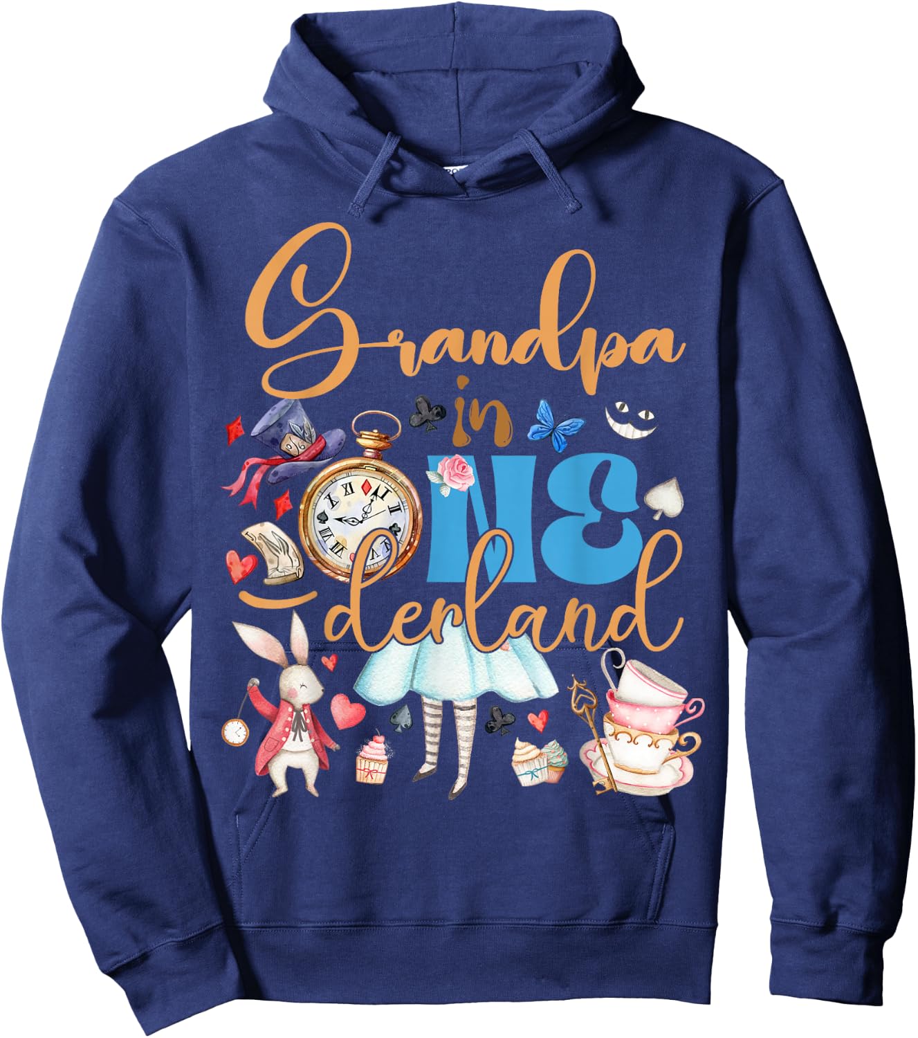 Alice Grandpa in ONEderland Birthday Family Hoodie - Hoodie | Navy