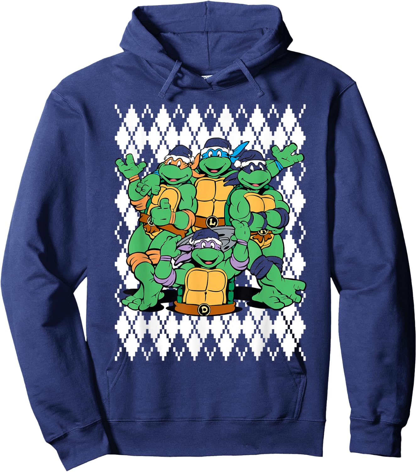 TMNT Ninja Turtles Ugly Christmas Sweater Hoodie - Hoodie | Navy