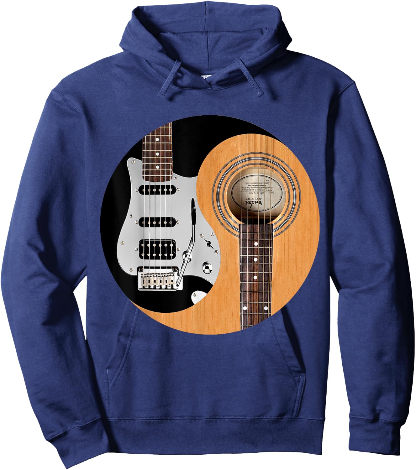 Guitar Yin Yang Acoustic And Electric Guitars Hoodie - Hoodie | Navy