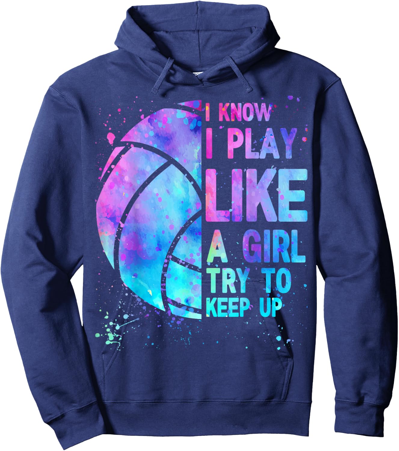 Volleyball Teen Girls Women I Know I Play Like Hoodie - Hoodie | Navy