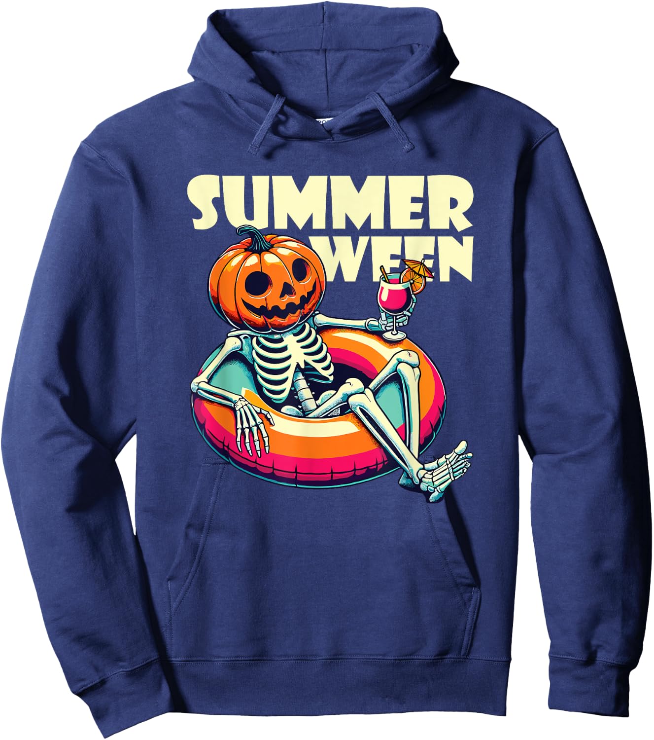 Happy Summerween Summer Halloween Ghost Hoodie - Hoodie | Navy