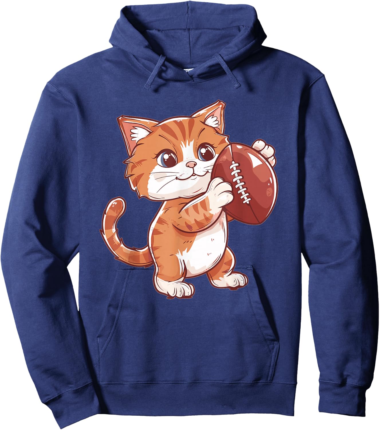 Cute Cat With Football I Cat Hoodie - Hoodie | Navy