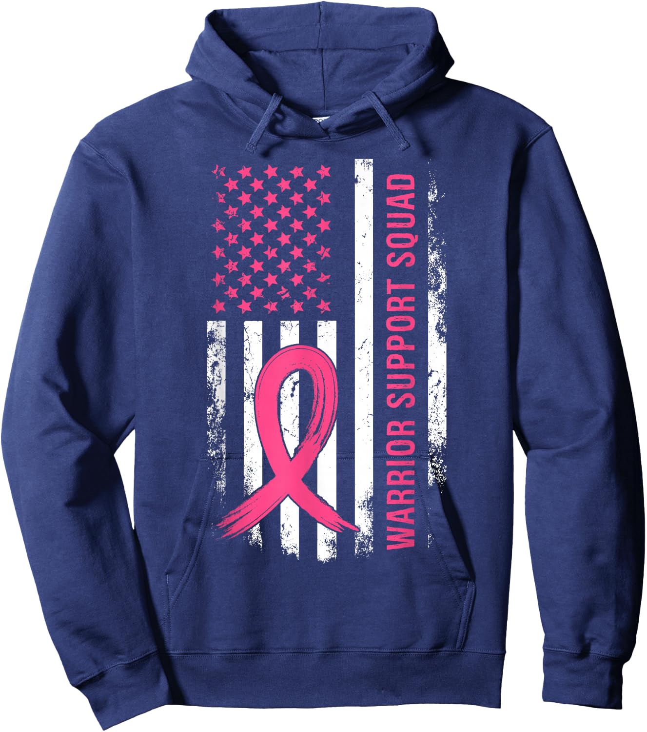 Breast Cancer Support Squad Pink Ribbon Hoodie - Hoodie | Navy