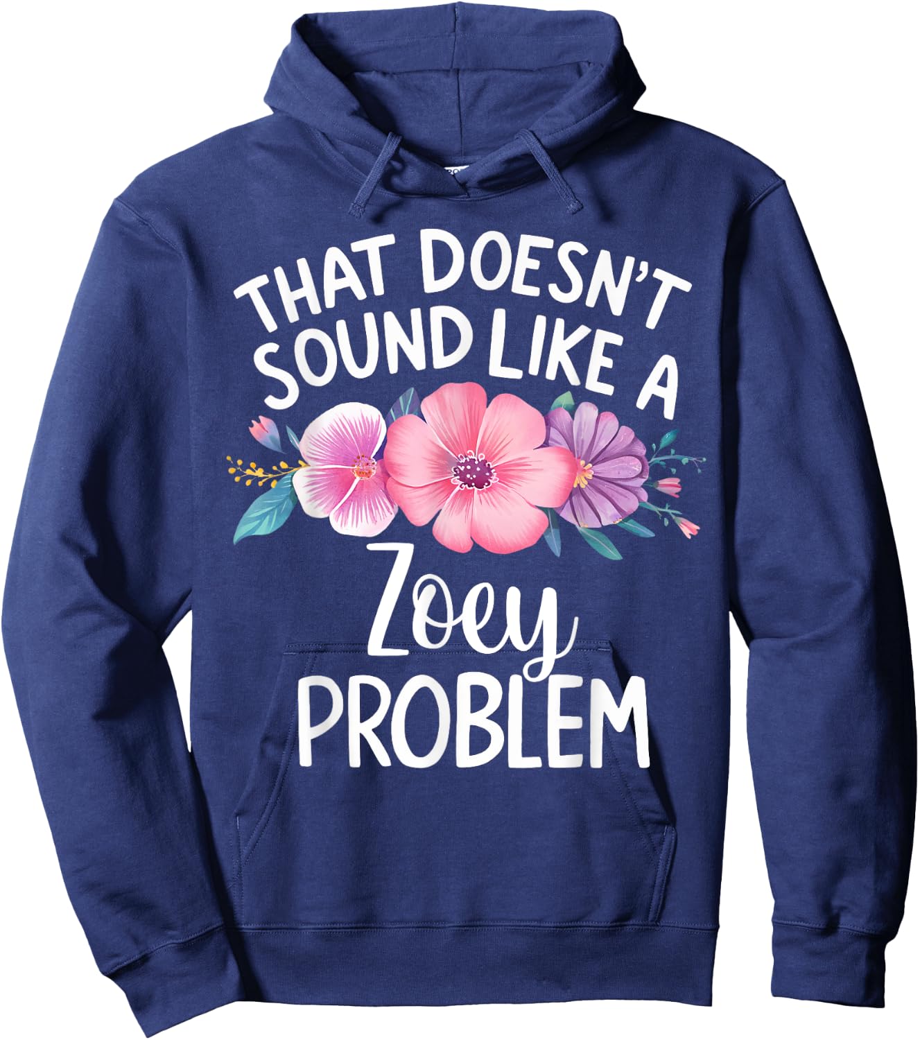 ZOEY Personalized Cute Flower Girls ZOEY Name Hoodie - Hoodie | Navy