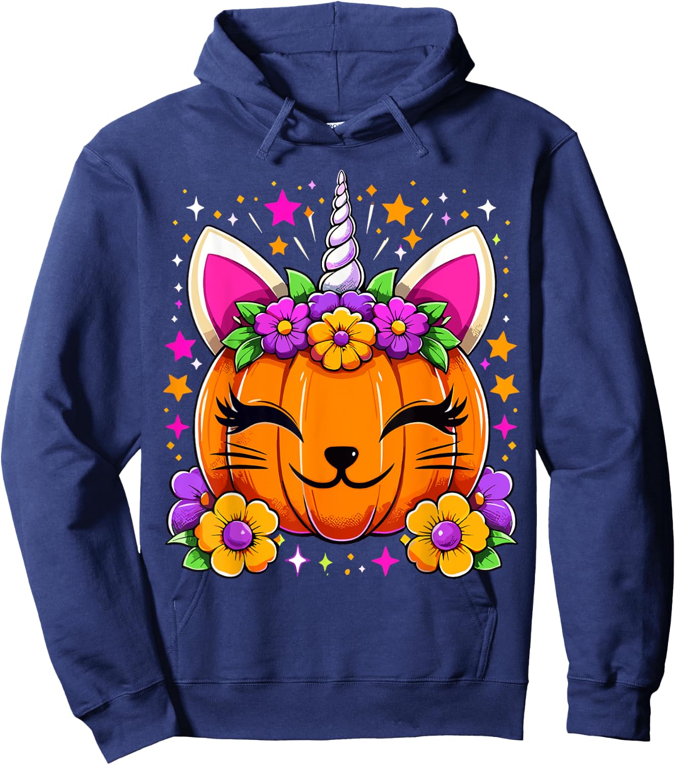 Halloween Unicorn Pumpkin Girls Costume Hoodie - Hoodie | Navy