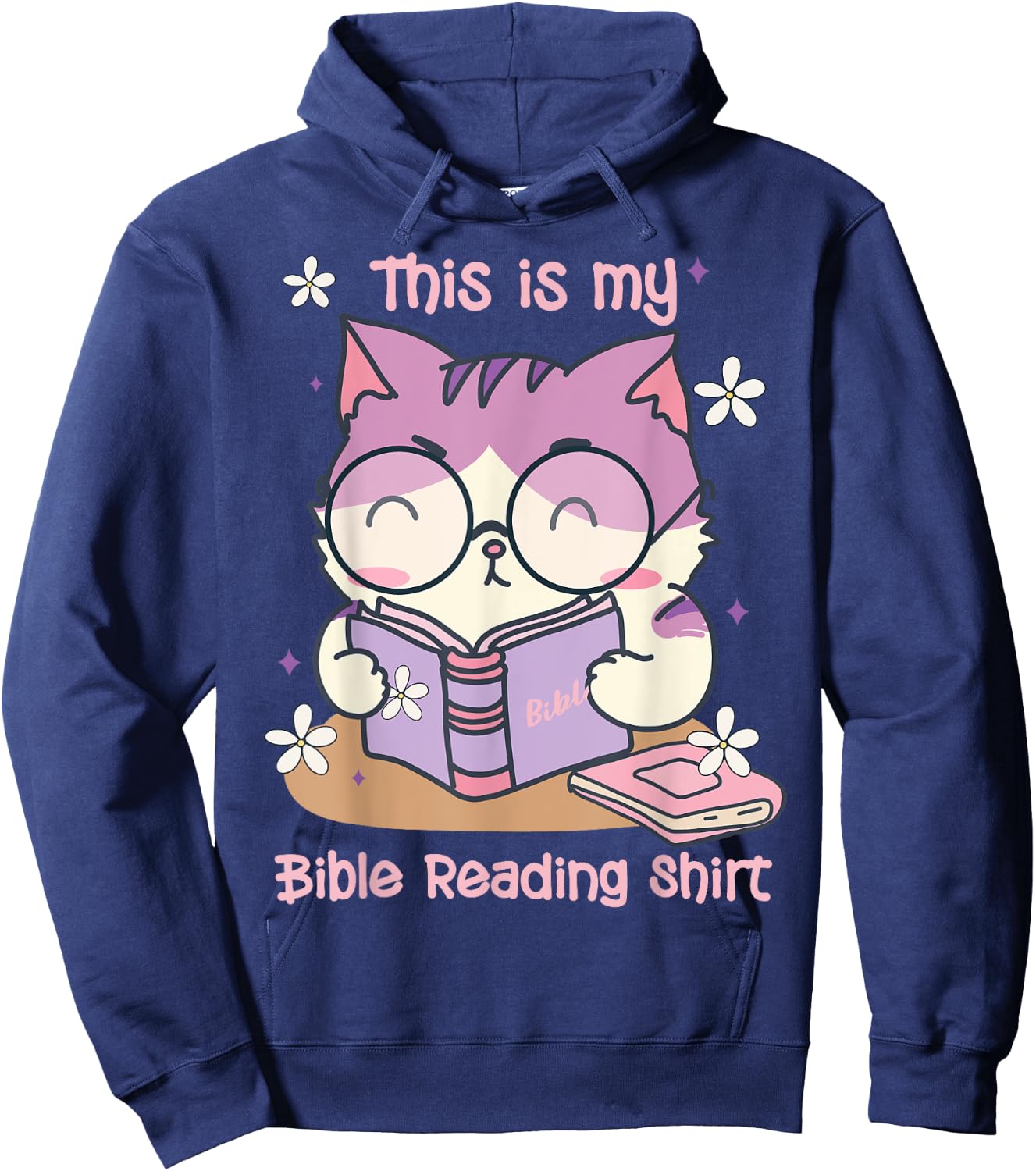 This Is For Bible Reading Cat Cute Christian Hoodie - Hoodie | Navy