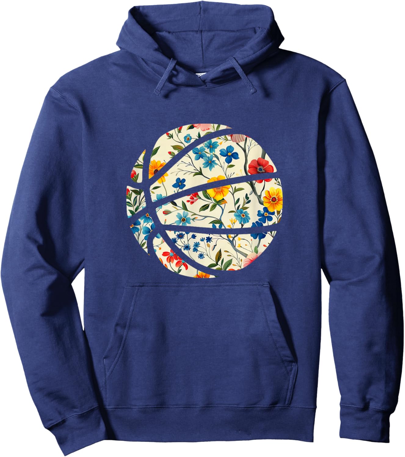 Basketball Silhouette Flowers Botanical Floral Hoodie - Hoodie | Navy