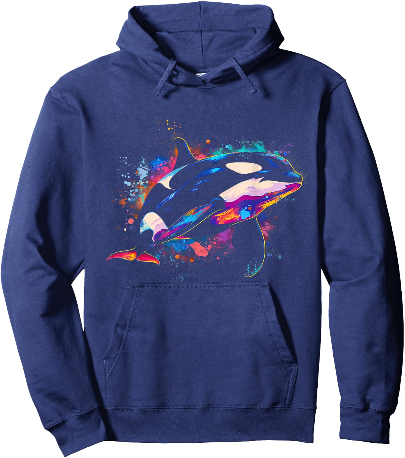 Orca Whale Watercolor Colorful Whale Lover Hoodie - Hoodie | Navy