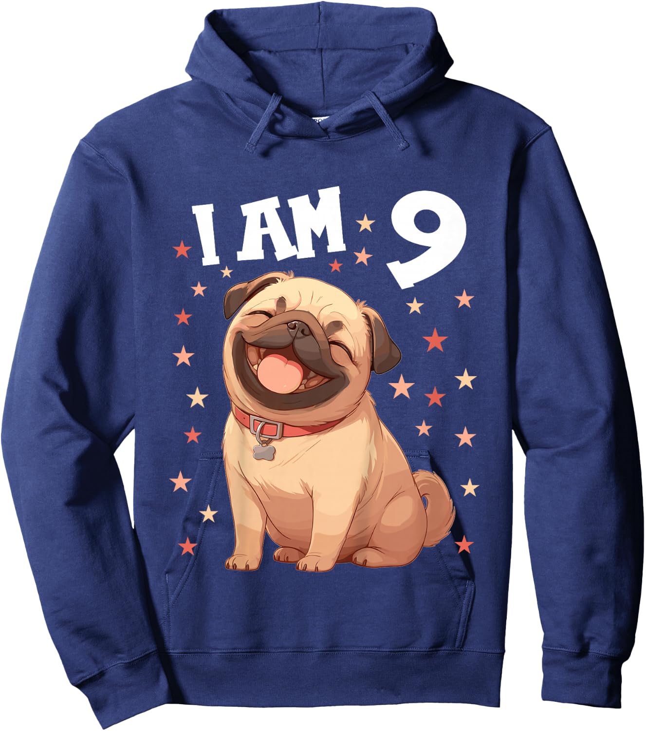 Kids 9 Years old 9th birthday Pugs Pug Hoodie - Hoodie | Navy