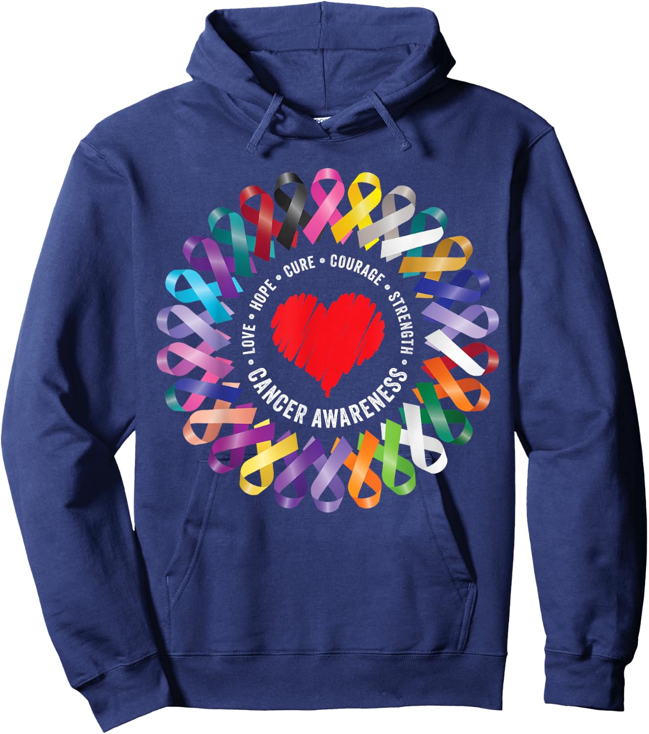 Cancer Awareness , Small, Black Hoodie - Hoodie | Navy