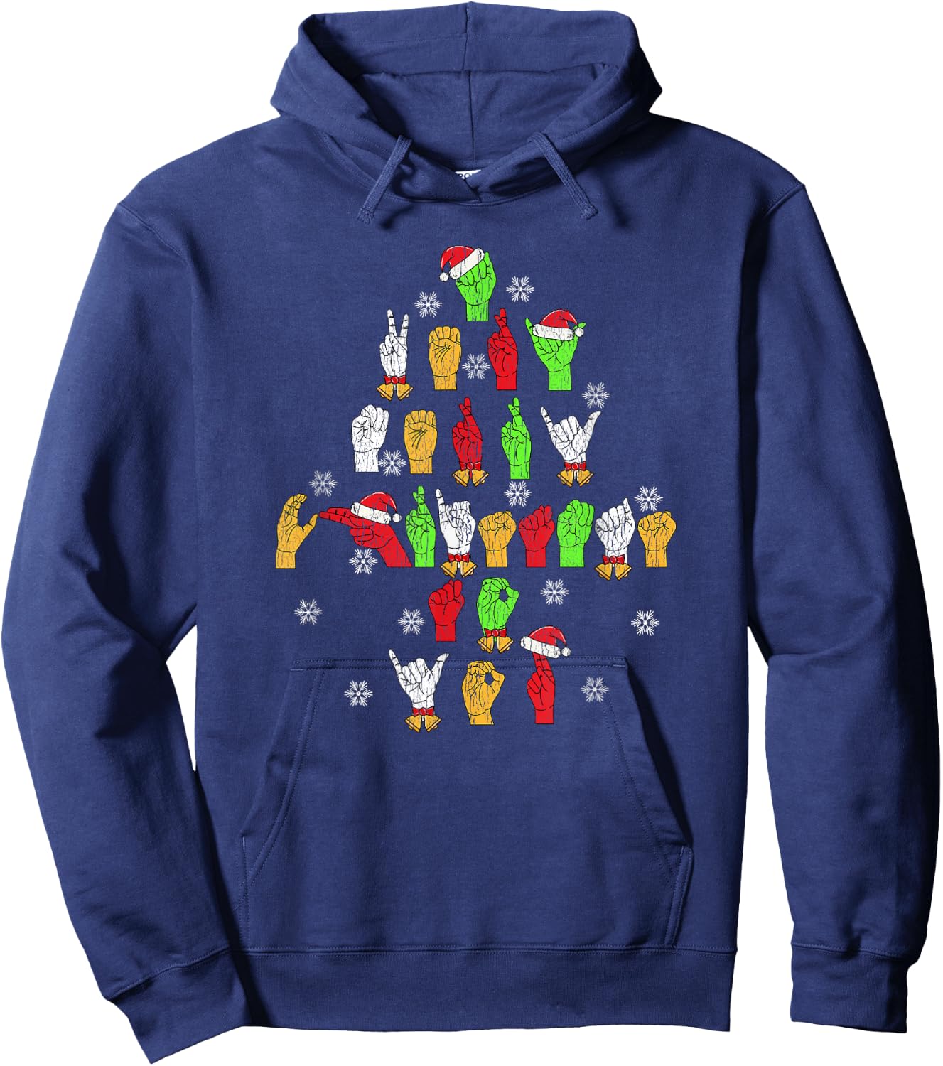 Funny Asl Christmas American Sign Language Hoodie - Hoodie | Navy