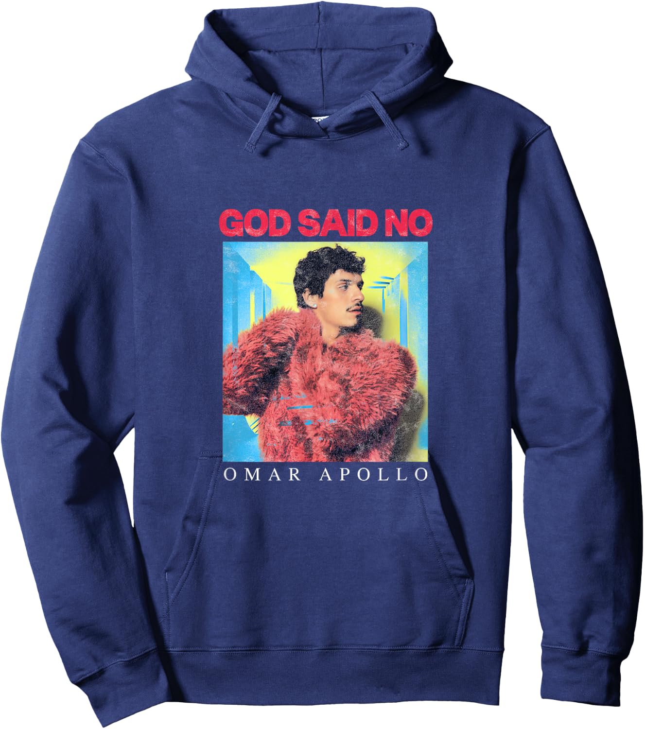 Omar Apollo God Said No Box , Small, Black Hoodie - Hoodie | Navy