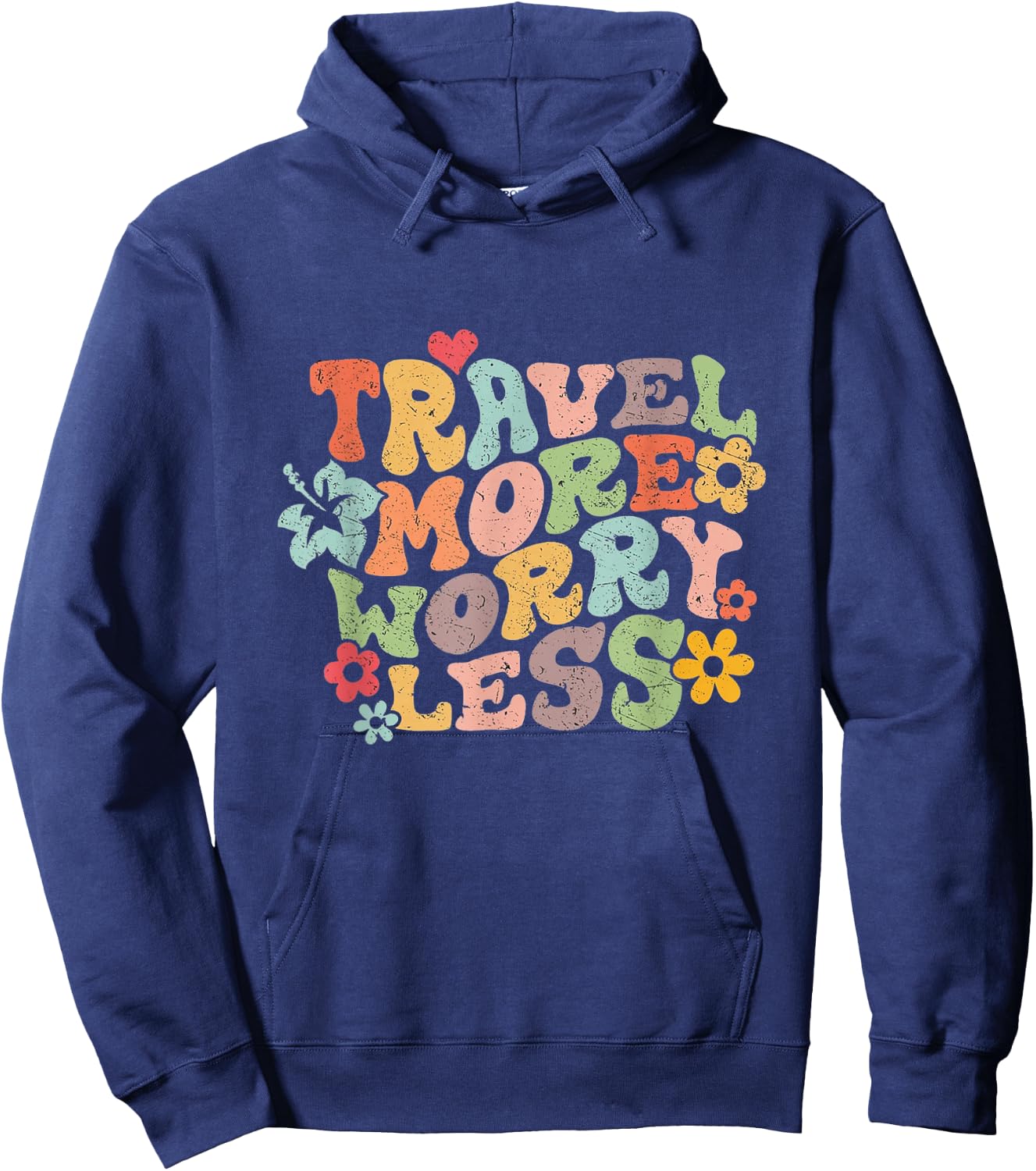 Travel More, Worry Less: Embrace Wanderlust Hoodie - Hoodie | Navy