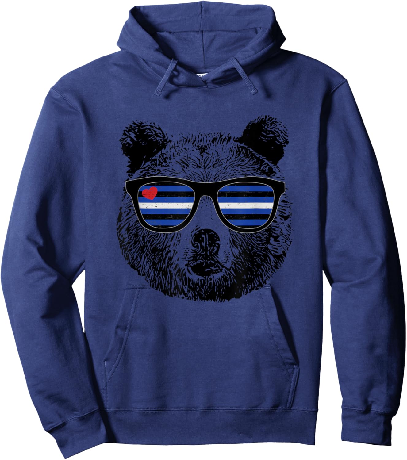 Gay Bear Leather Pride Flag Colors Distressed Hoodie - Hoodie | Navy