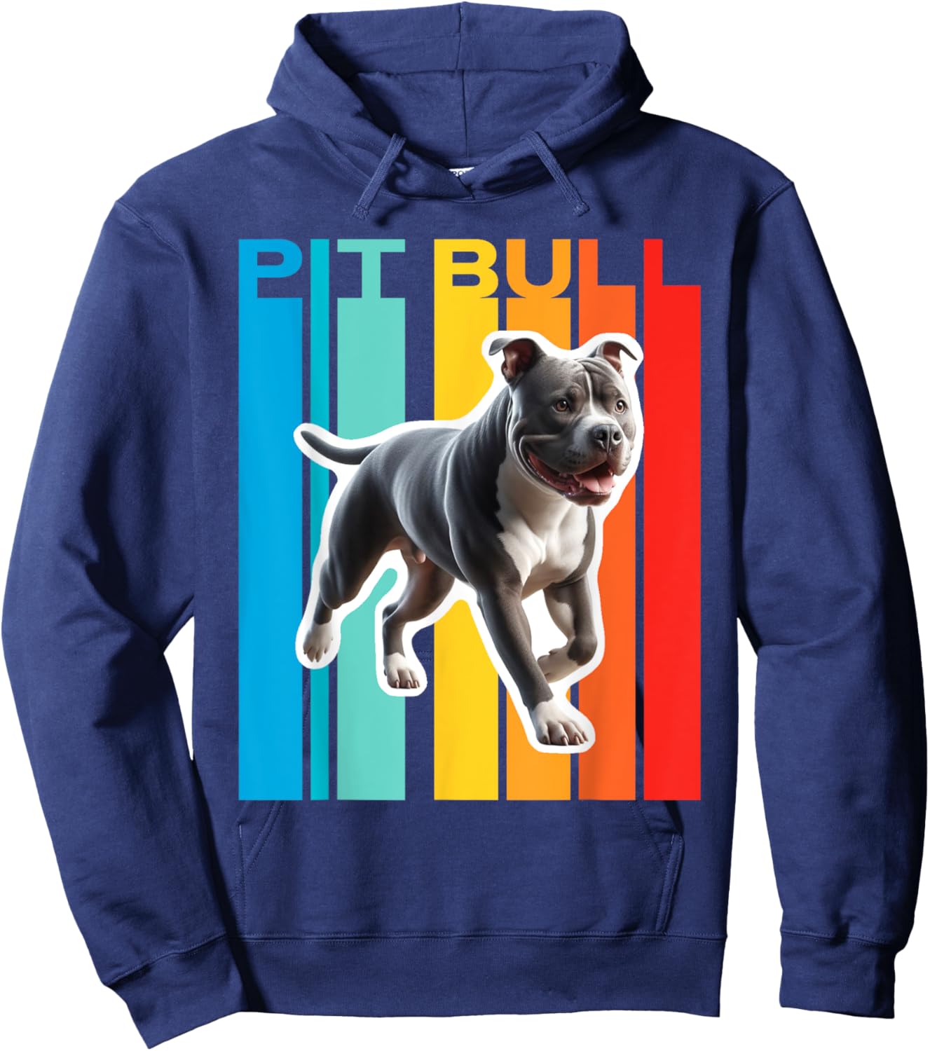 Colorful Pit Bull Hoodie - Hoodie | Navy
