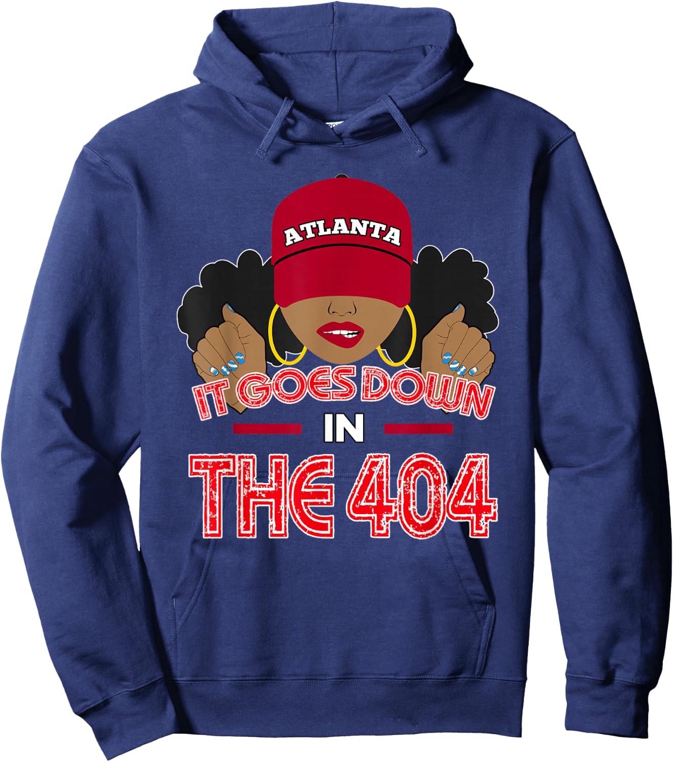 From 404 Atlanta Black Woman Afro Puffs Sassy Hoodie - Hoodie | Navy