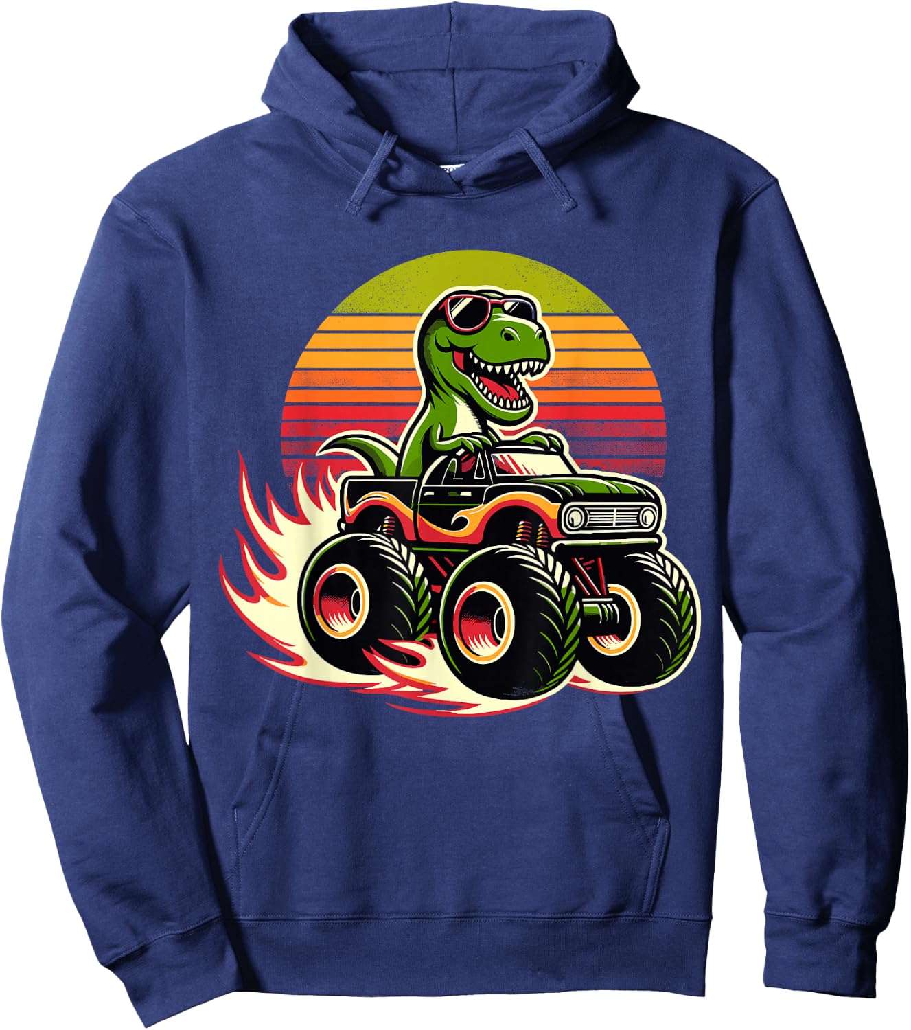 Dinosaur Sunglasses Retro Monster Truck Hoodie - Hoodie | Navy