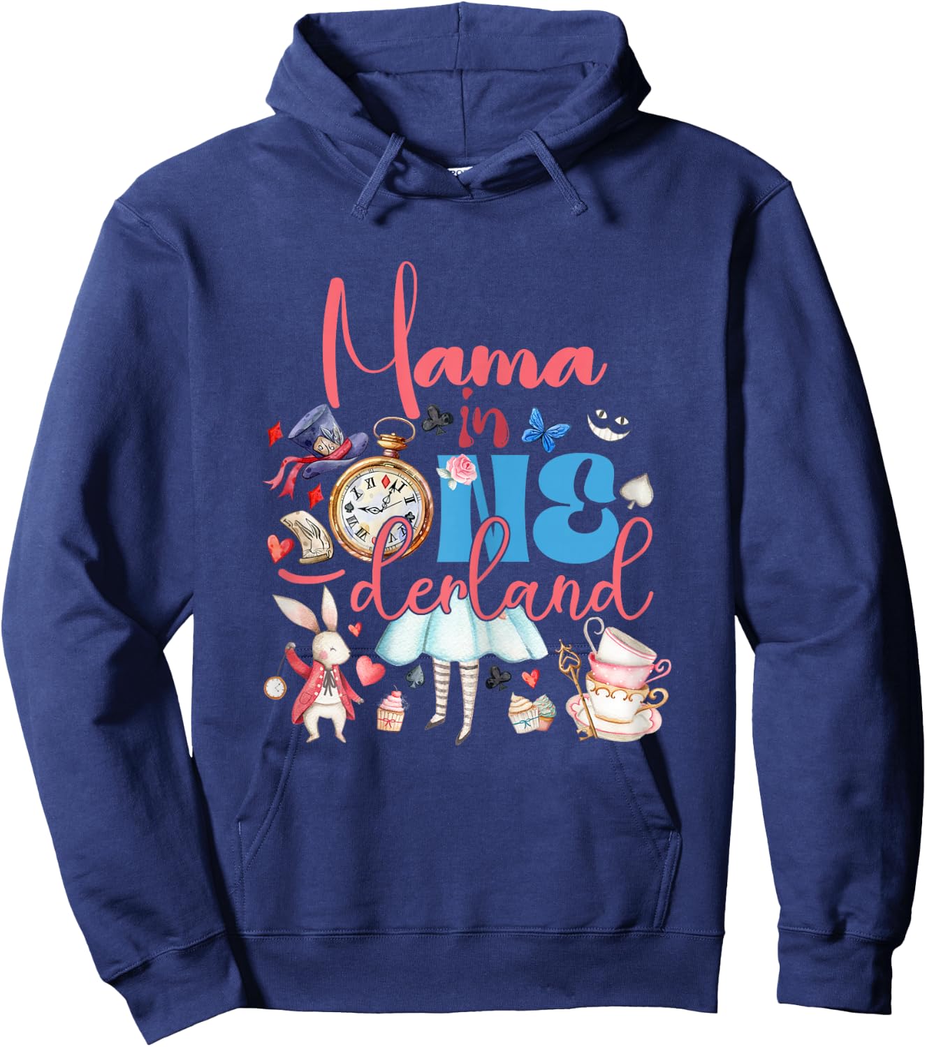 Alice Mama in ONEderland Birthday Family Hoodie - Hoodie | Navy
