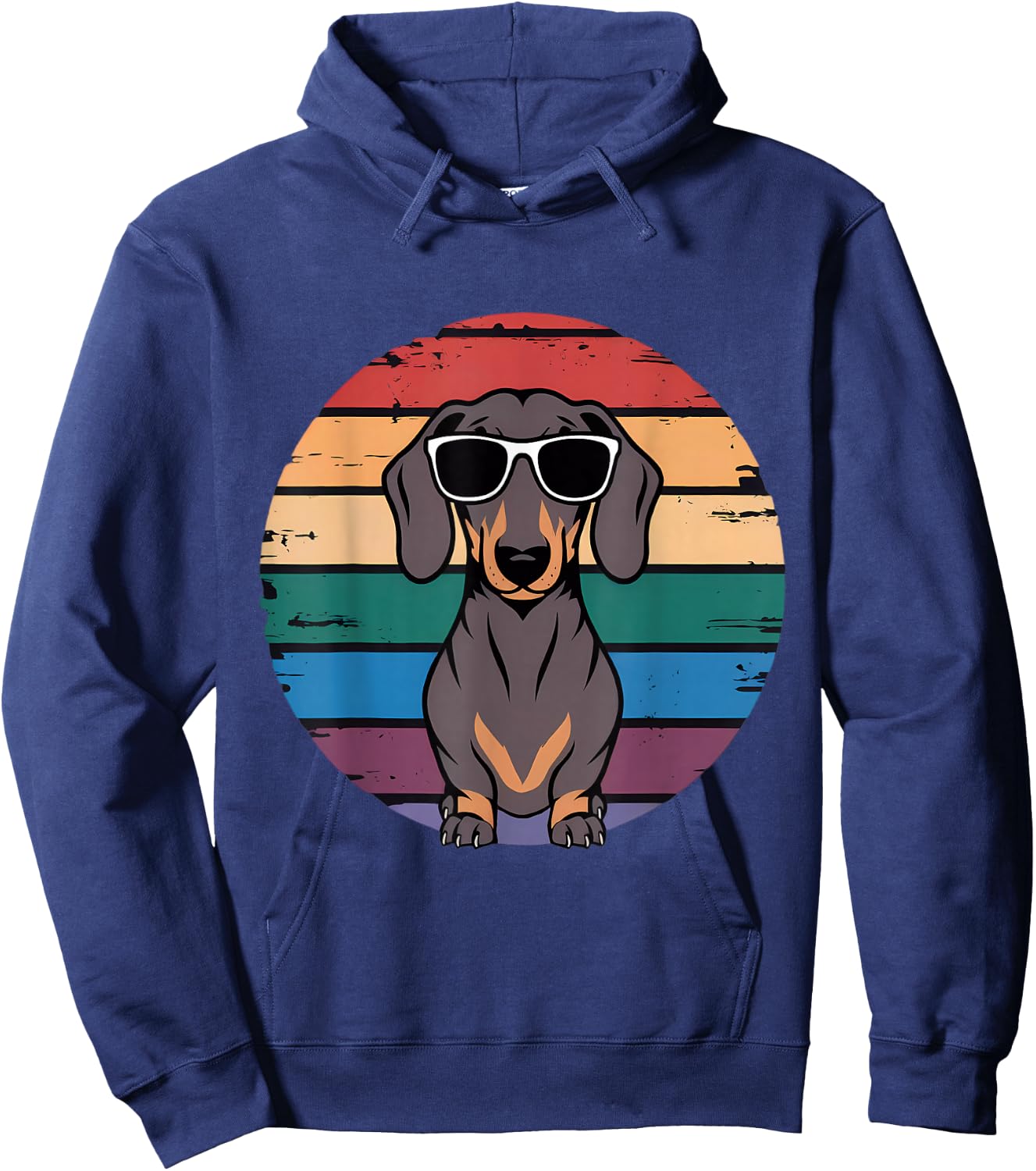 Retro Dachshund Sunset Hoodie - Hoodie | Navy