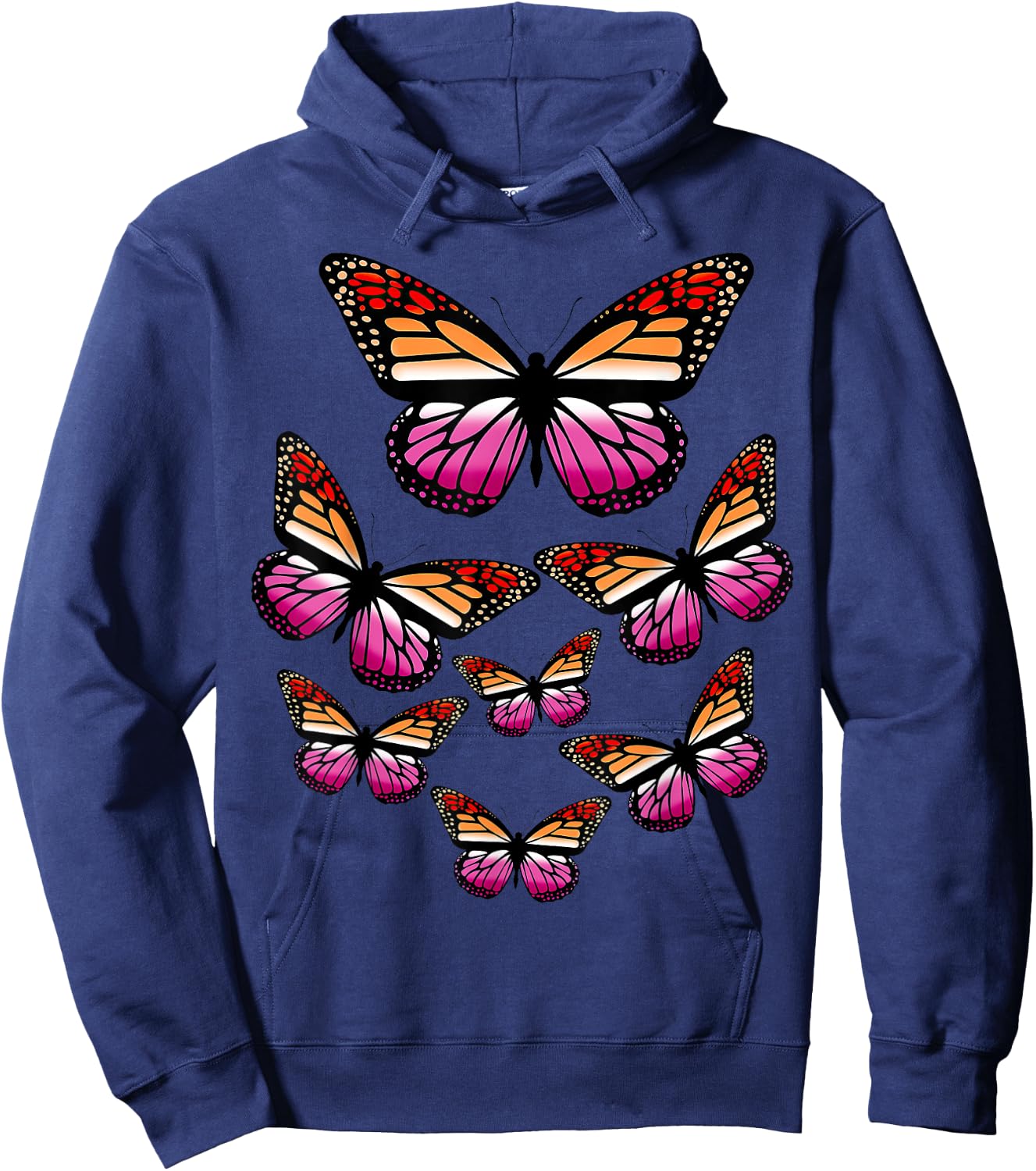Lesbian Flag Butterfly Hoodie - Hoodie | Navy