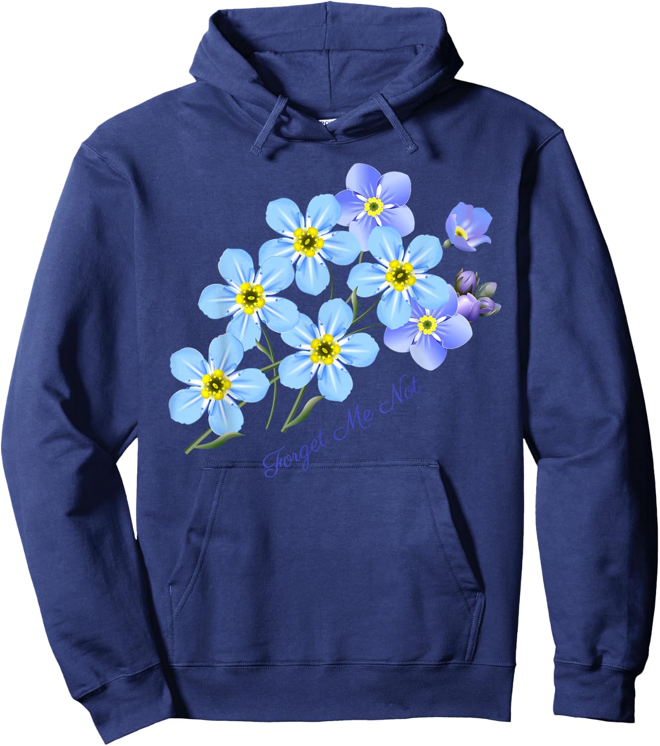 Forget-Me-Not Botanical Flower Hoodie - Hoodie | Navy