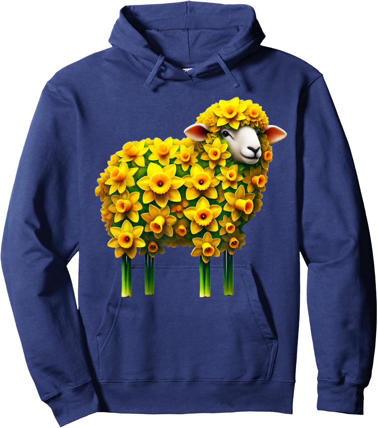 Daffodil Sheep Flower Gardening Floral Hoodie - Hoodie | Navy