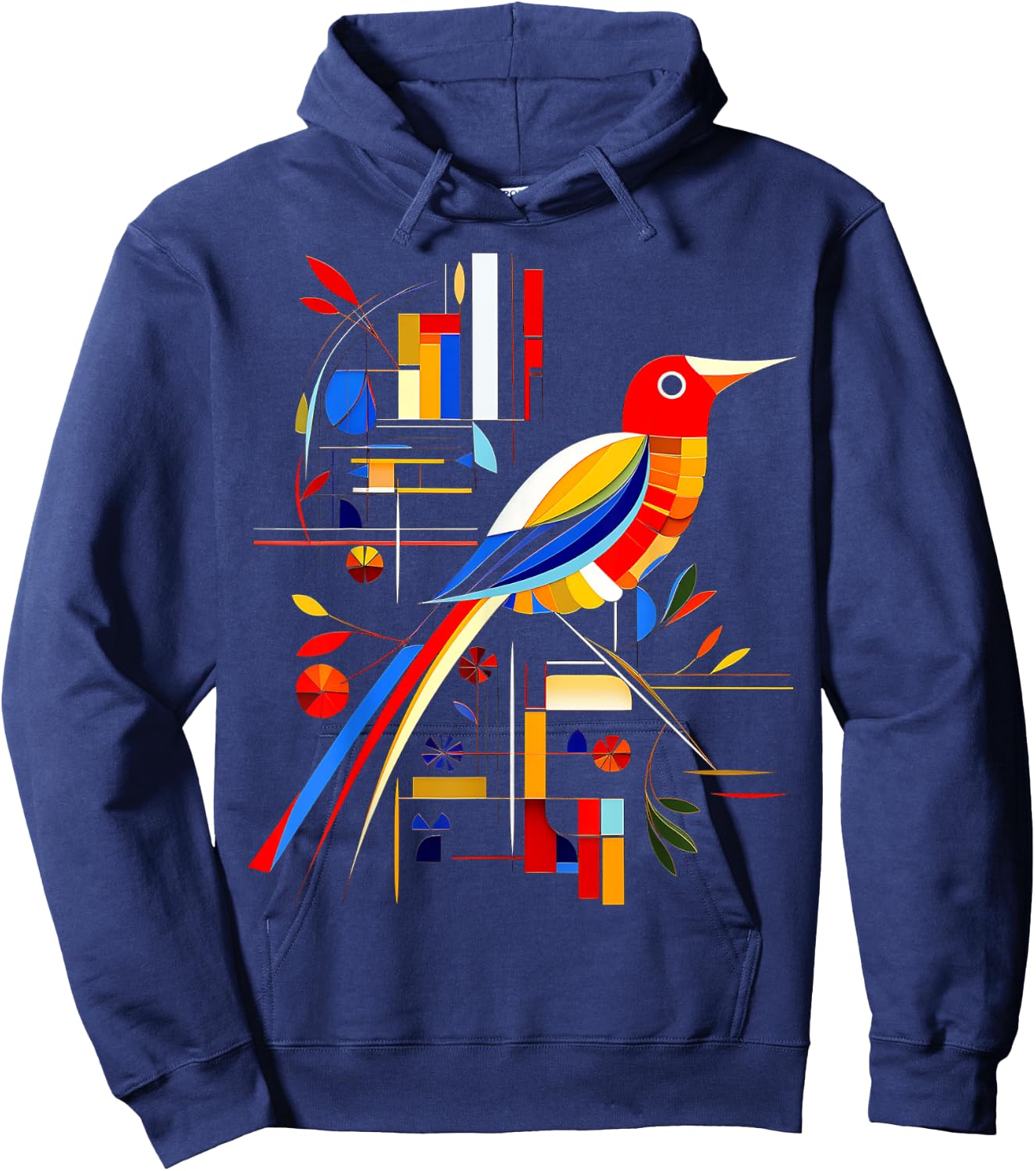 Bird Geometric Animal Zoo Colorful Art Bird Hoodie - Hoodie | Navy