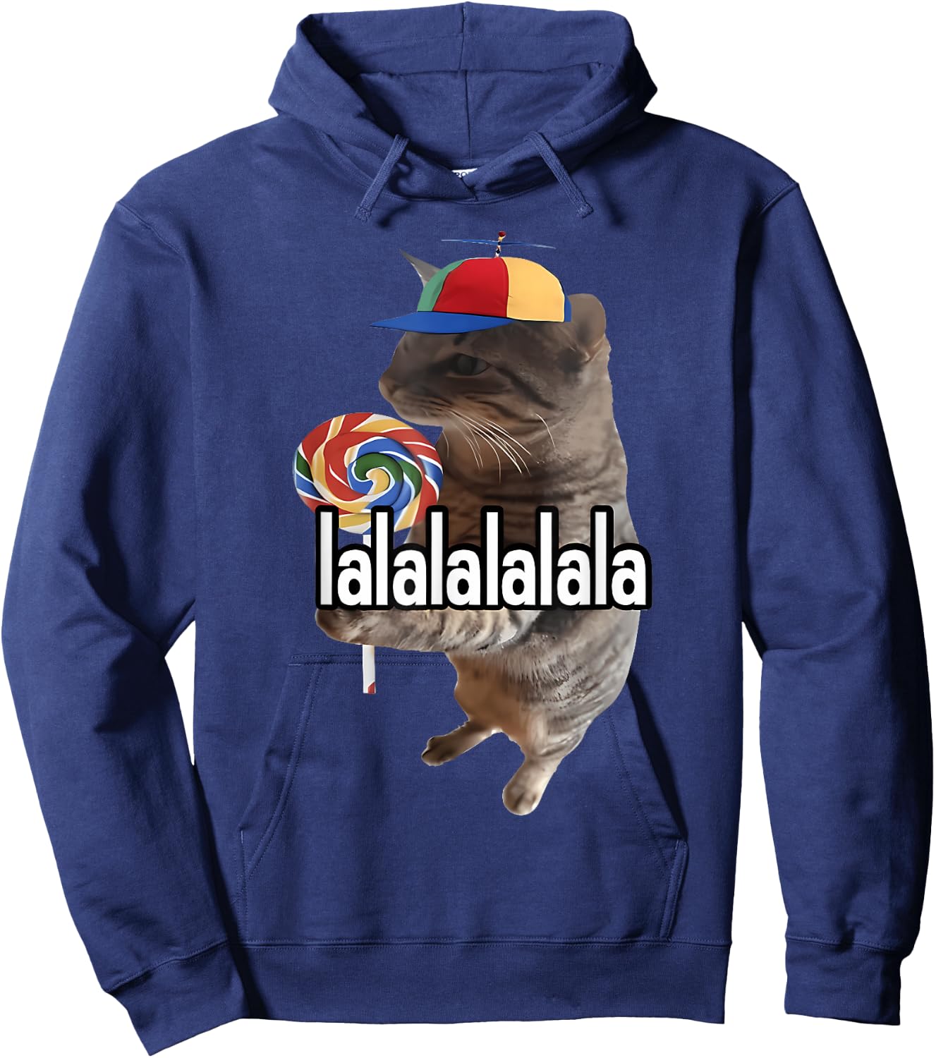 Silly Cat With Lollipop Meme Hoodie - Hoodie | Navy