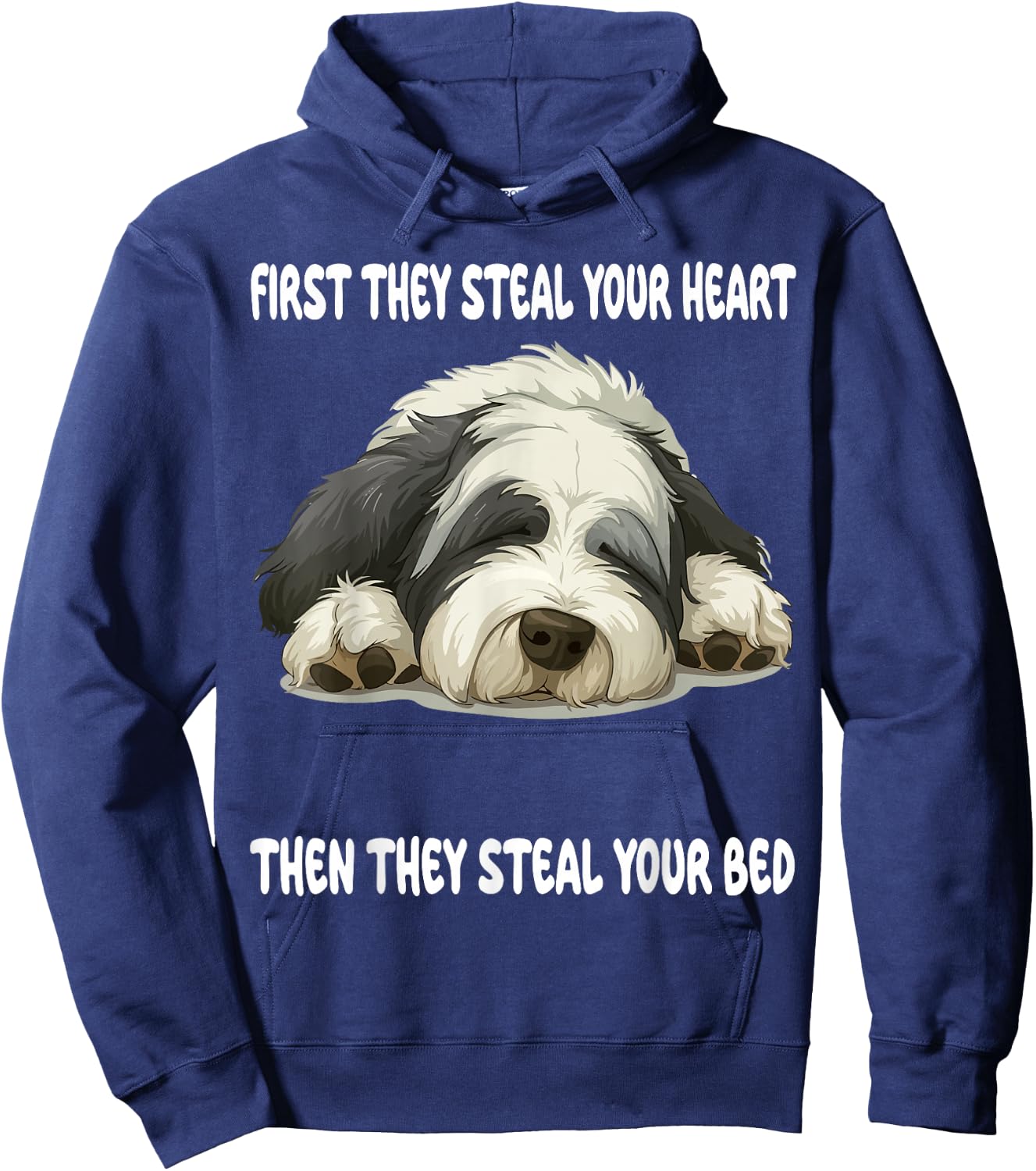 Old English Sheepdog Sleeping Pajamas Nightgown Hoodie - Hoodie | Navy