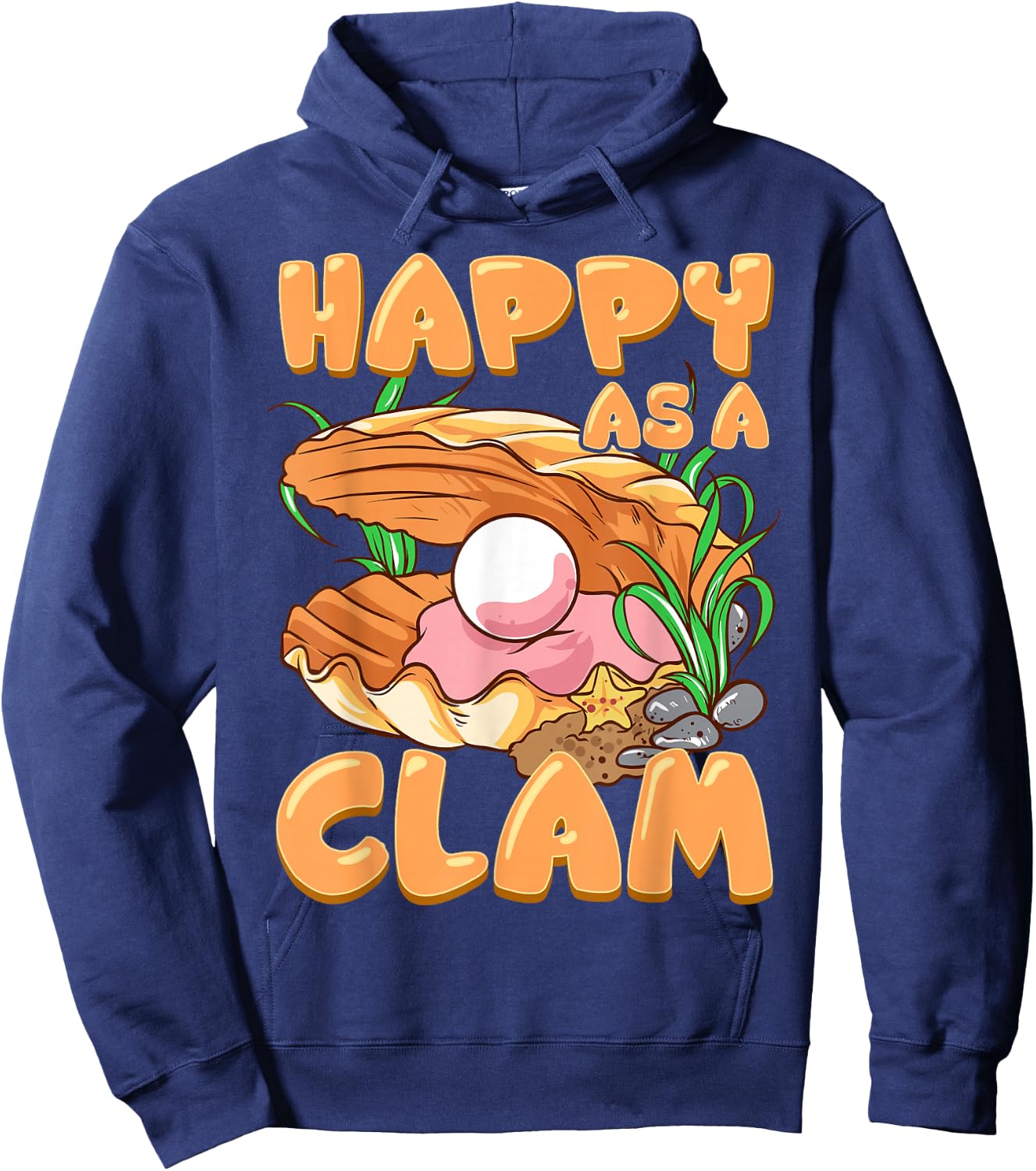 Funny Happy As A Clam Cute Clam Lovers Clam Hoodie - Hoodie | Navy
