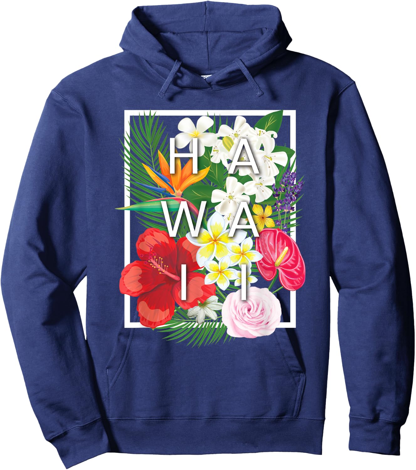 Flowers of Hawaii Word Art - Hawaiian Pride Hoodie - Hoodie | Navy