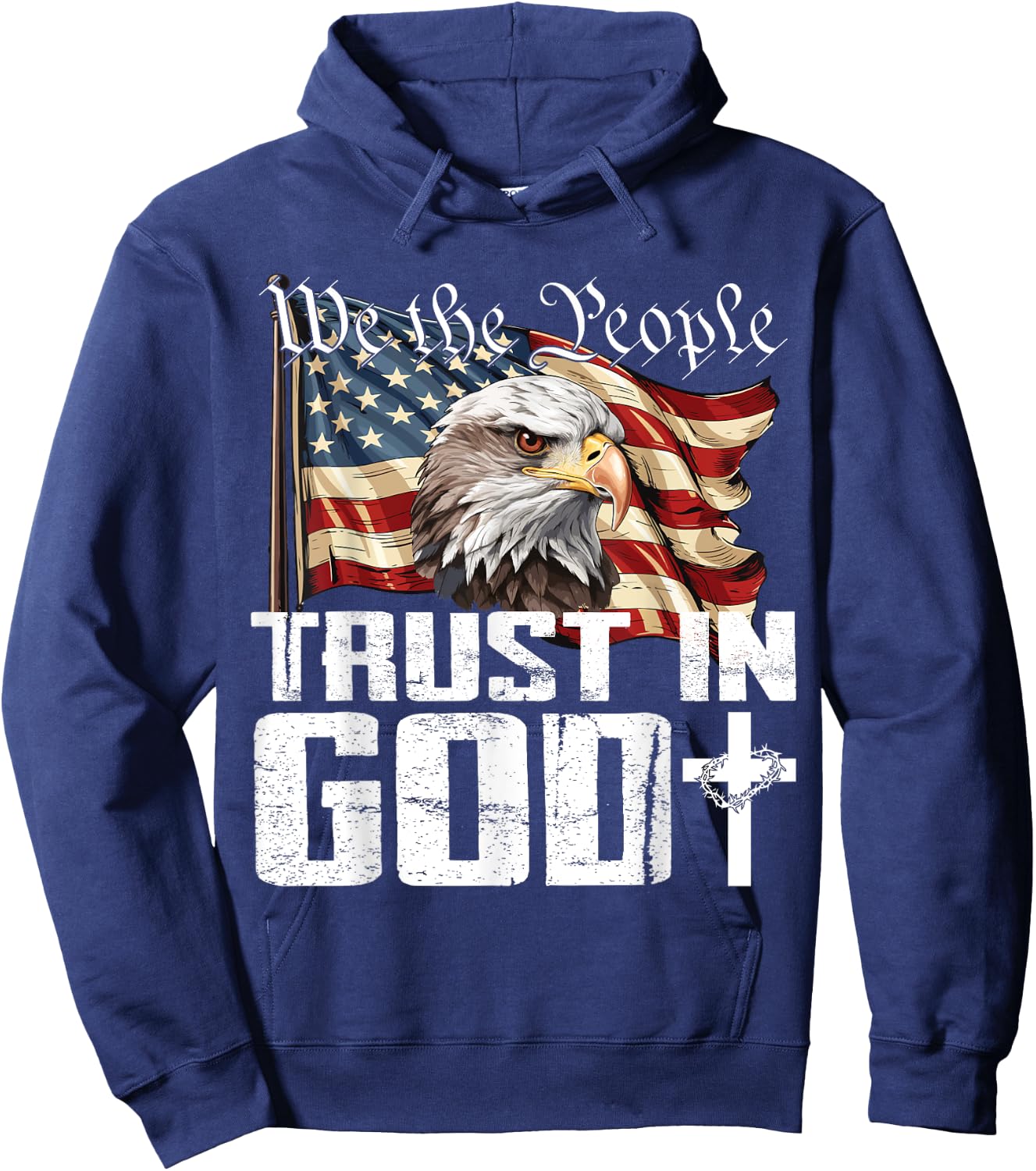 We The People Trust In God US Flag Eagle Hoodie - Hoodie | Navy
