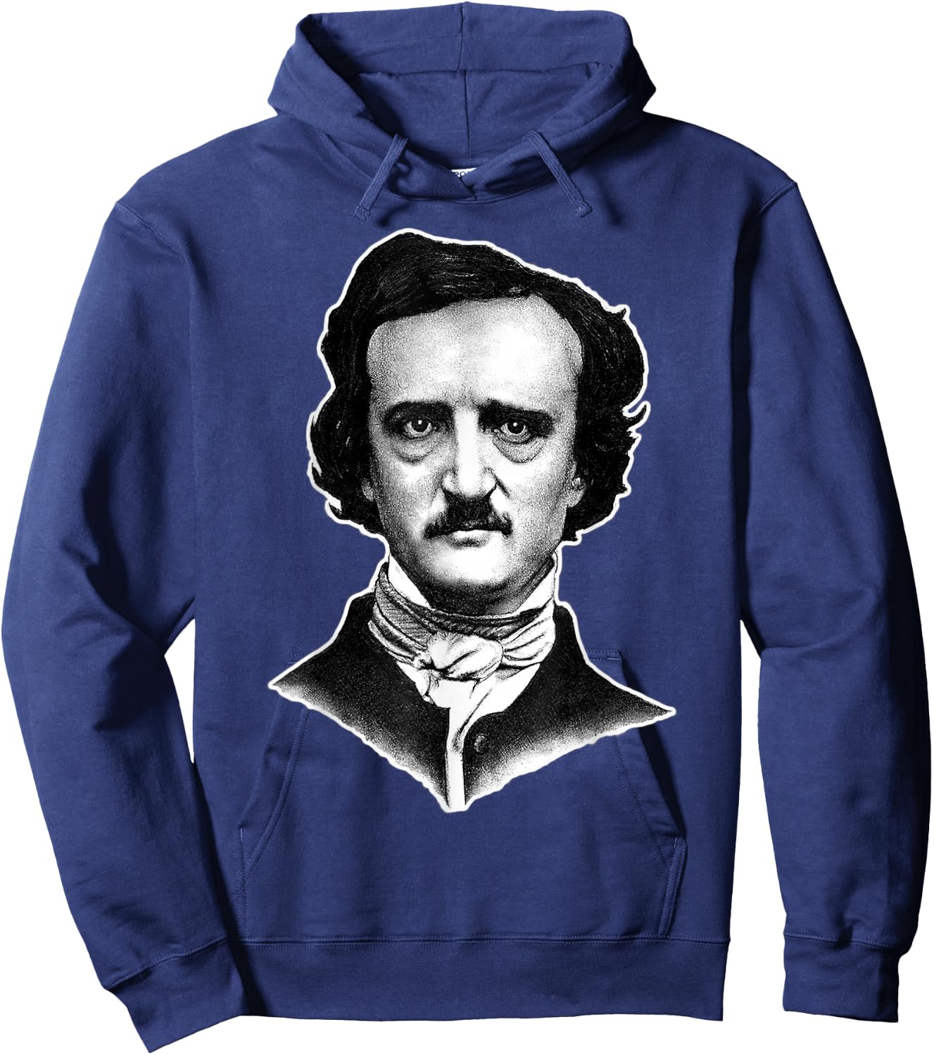 Edgar Allan Poe Portrait Gothic Blackwork Hoodie - Hoodie | Navy