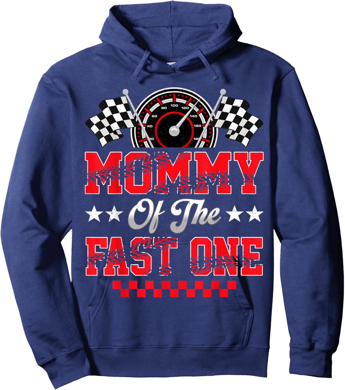 Race Car Birthday Party Mommy of The Fast One Hoodie - Hoodie | Navy