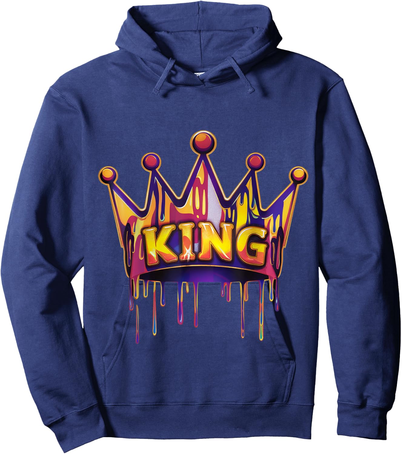Vibrant Crown King Party Graphic Boys Hoodie - Hoodie | Navy