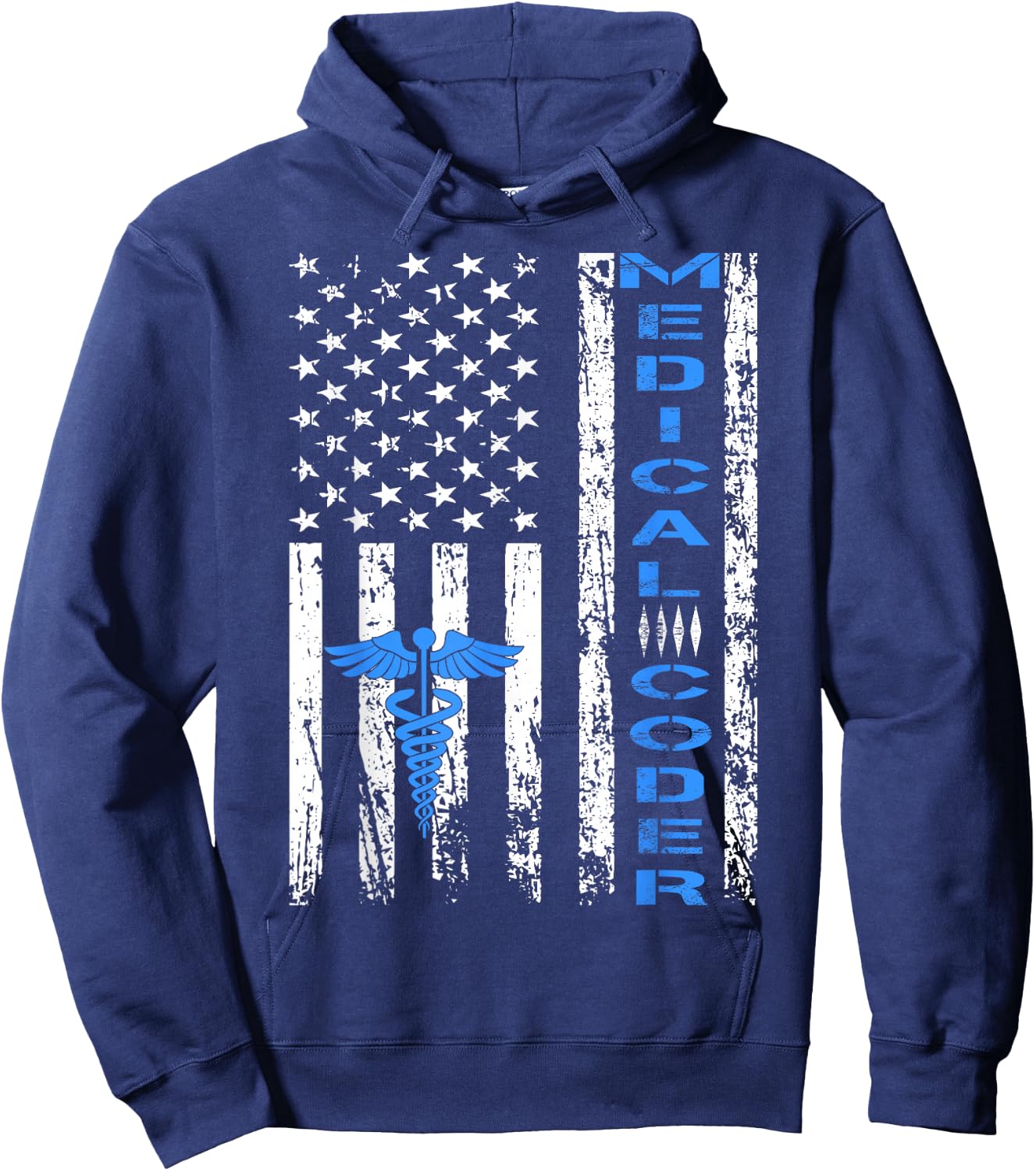 Medical Coder American Flag Clinical Hoodie - Hoodie | Navy