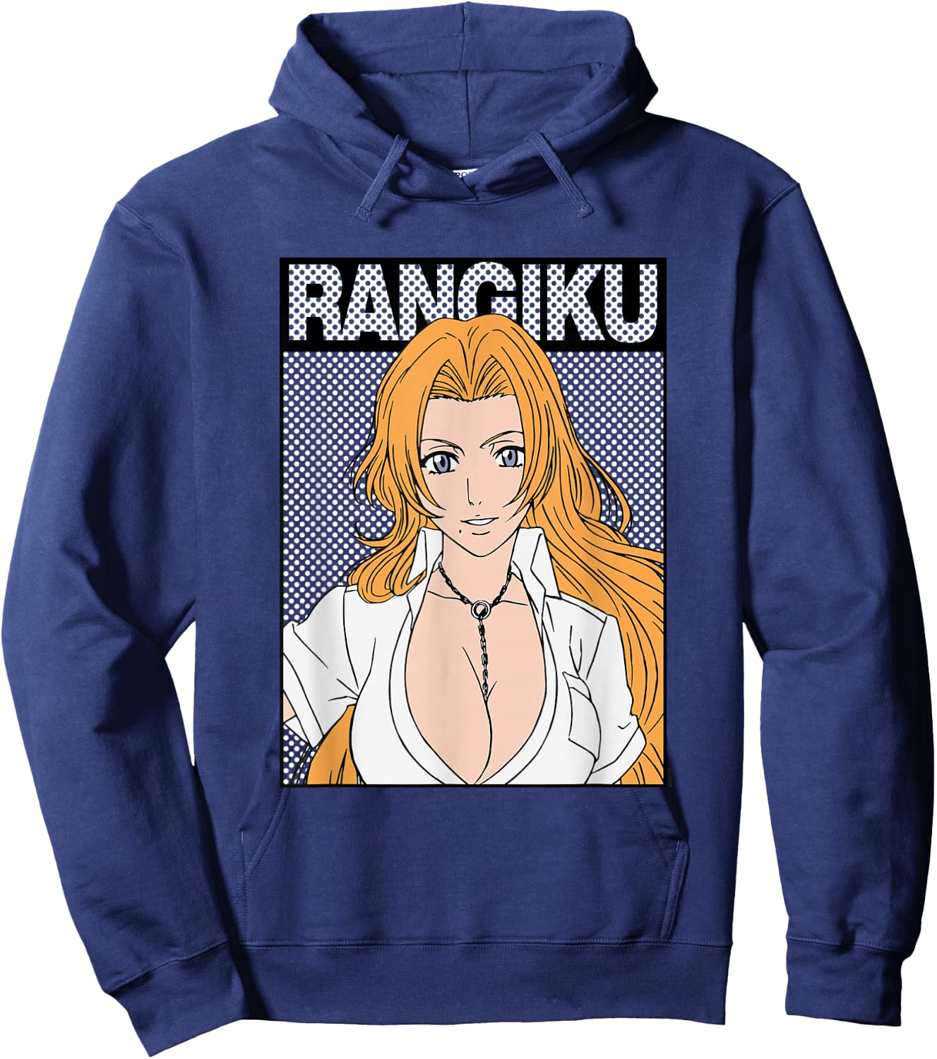 Bleach Rangiku Rectangle Dot Graphic Anime Hoodie - Hoodie | Navy
